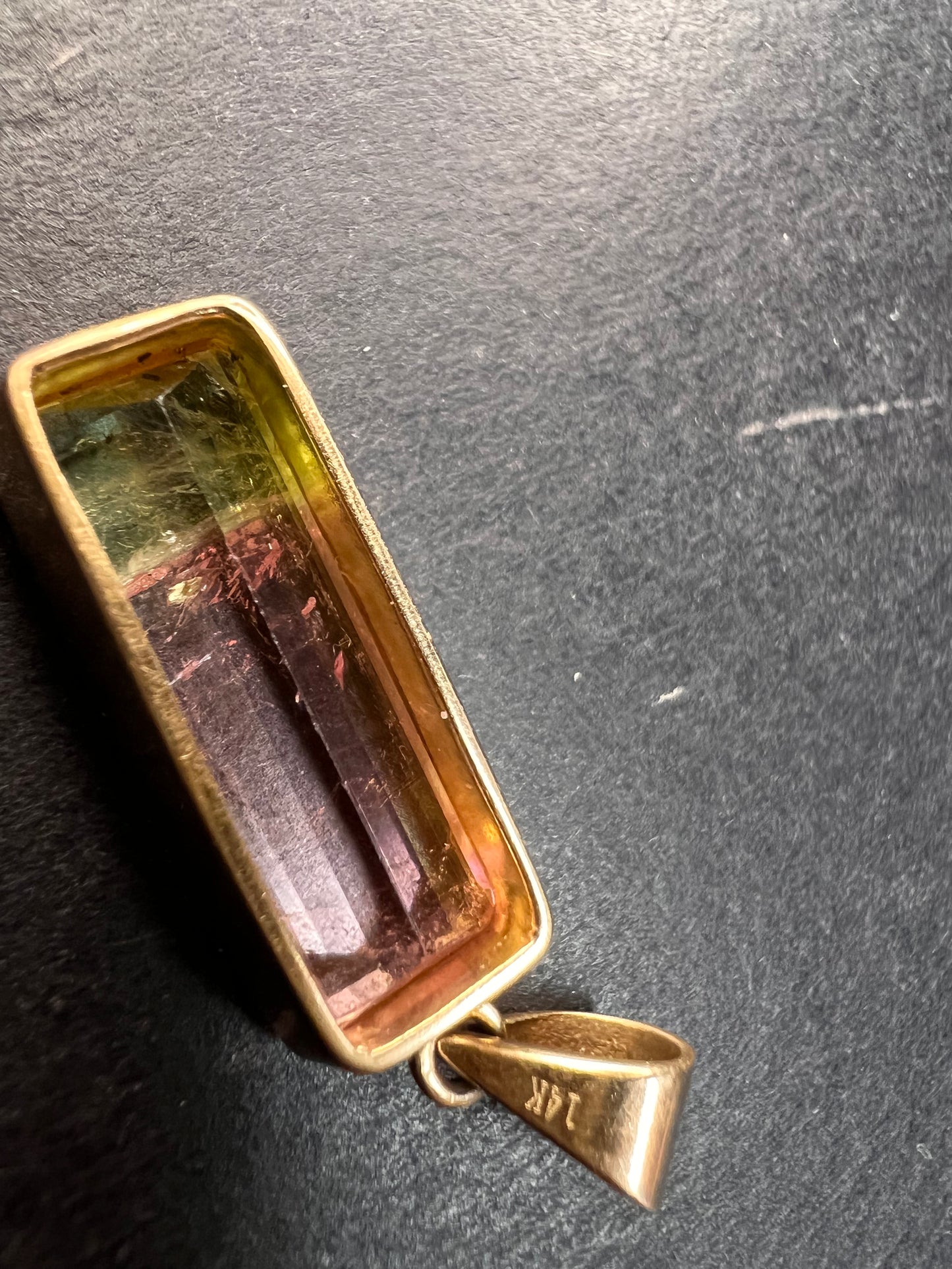 Vintage 14k gold watermelon tourmaline pendant