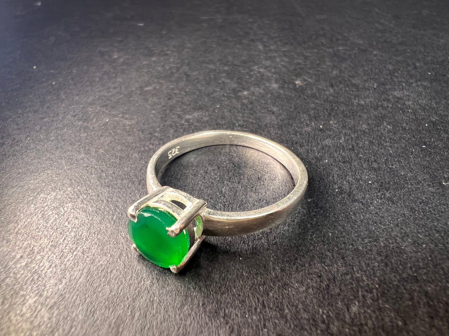 Green onyx sterling silver solitaire ring size 9