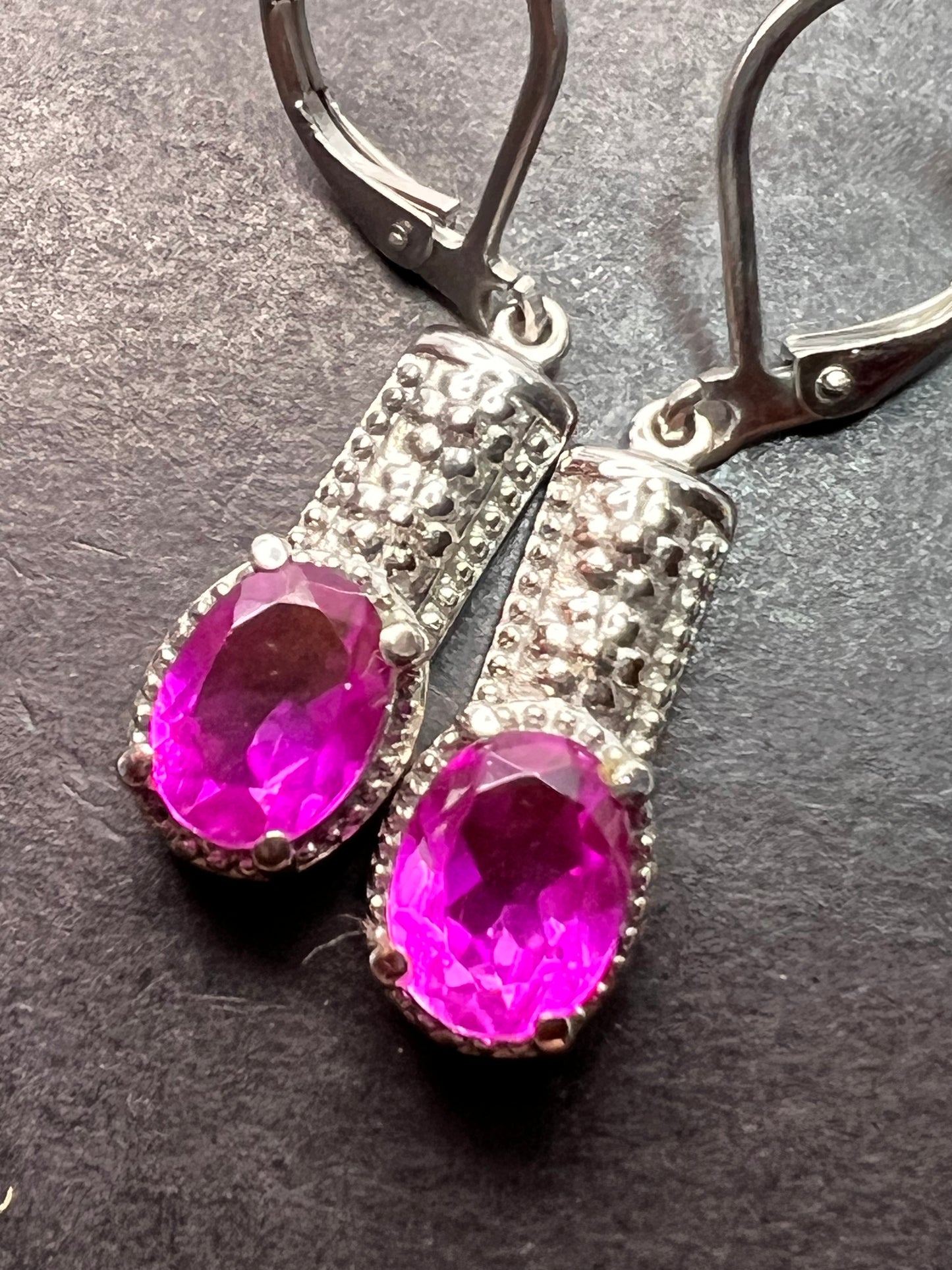 Radiant orchid quartz dangle earrings in stainless steel *NEW*