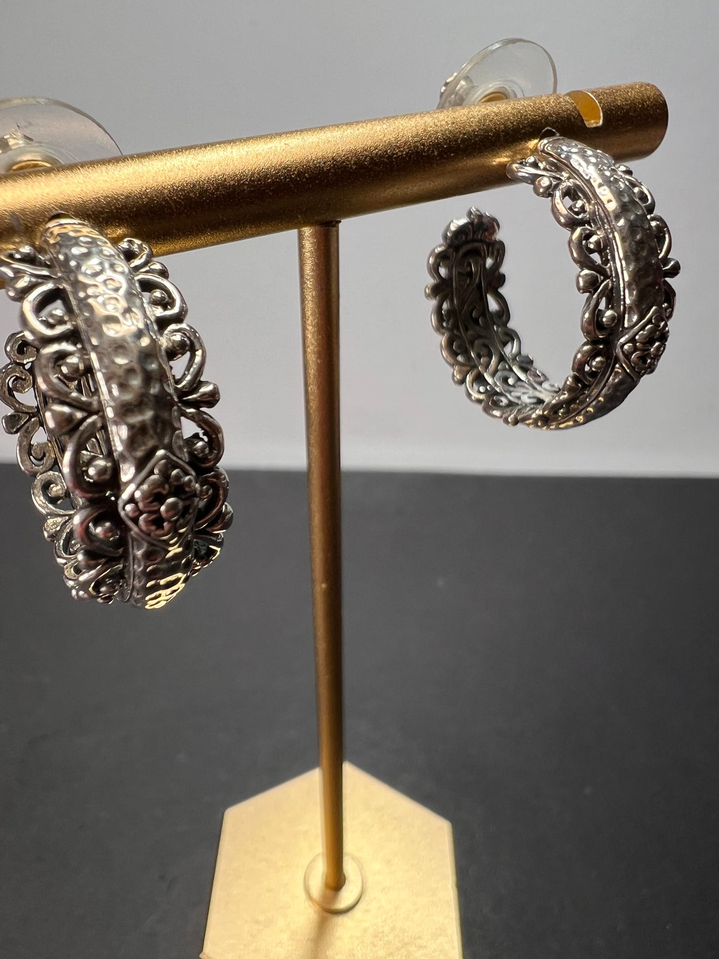 SARDA ornate sterling silver hoop earrings