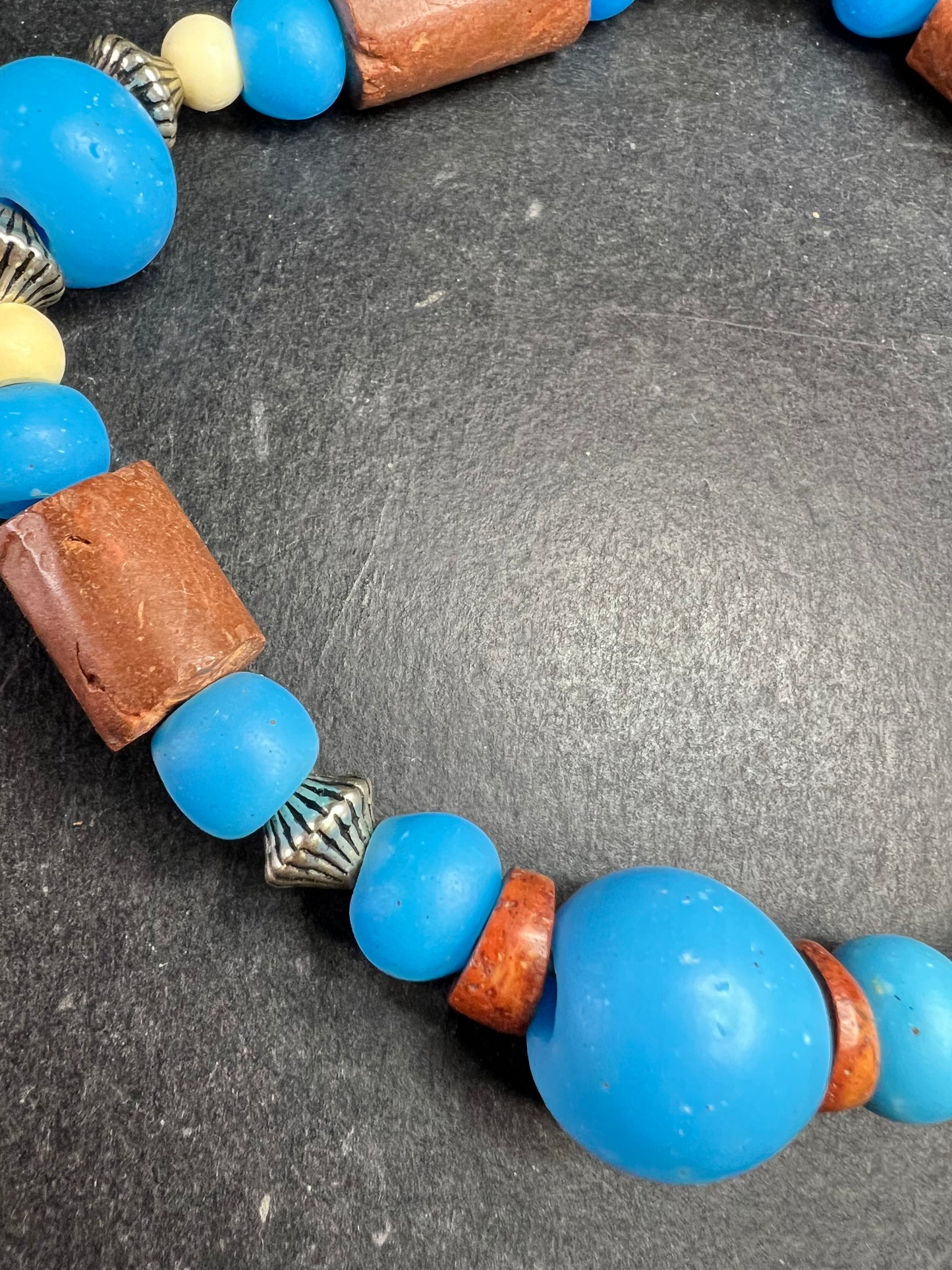 Vintage African Trade Bead Necklace | Large Glass & Ceramic Beads | 24”