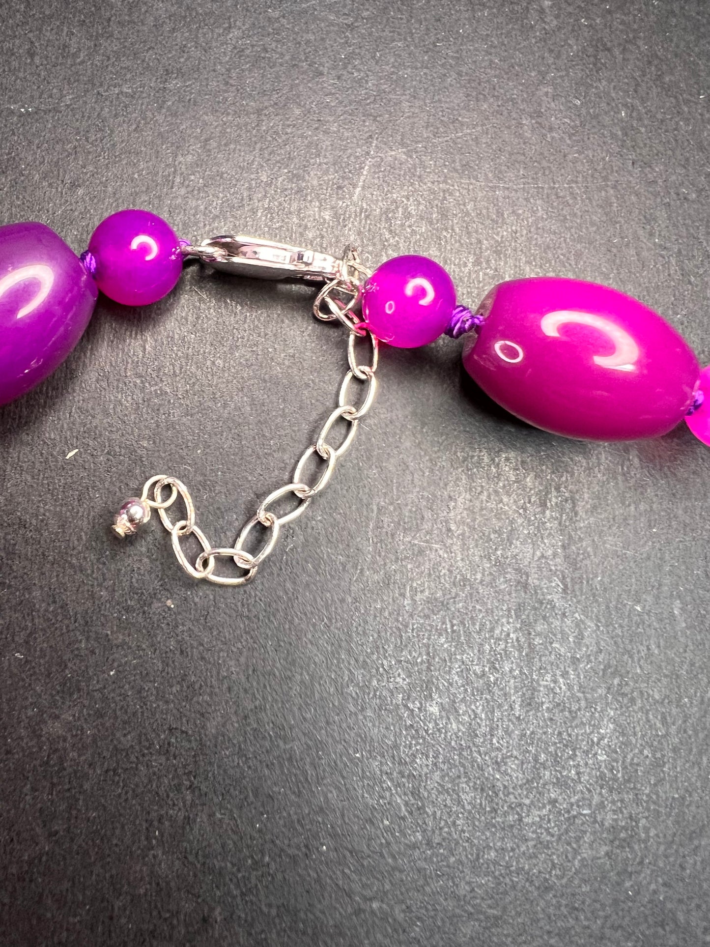 NEW purple agate 18 inch necklace with sterling silver clasp