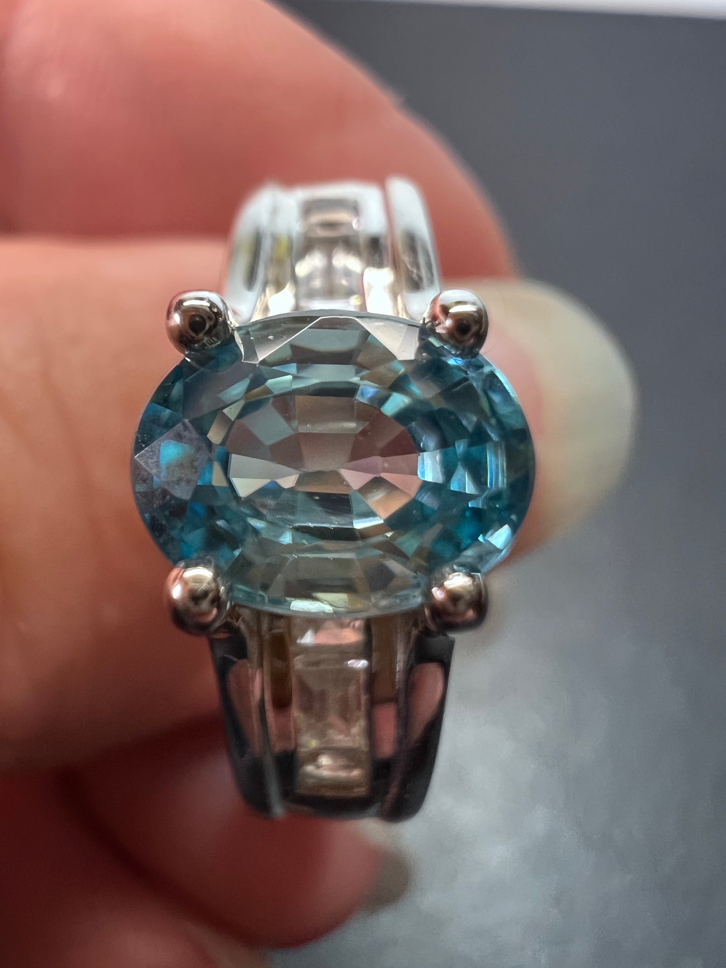 Blue & White Zircon Ring | Sterling Silver Ring size 10