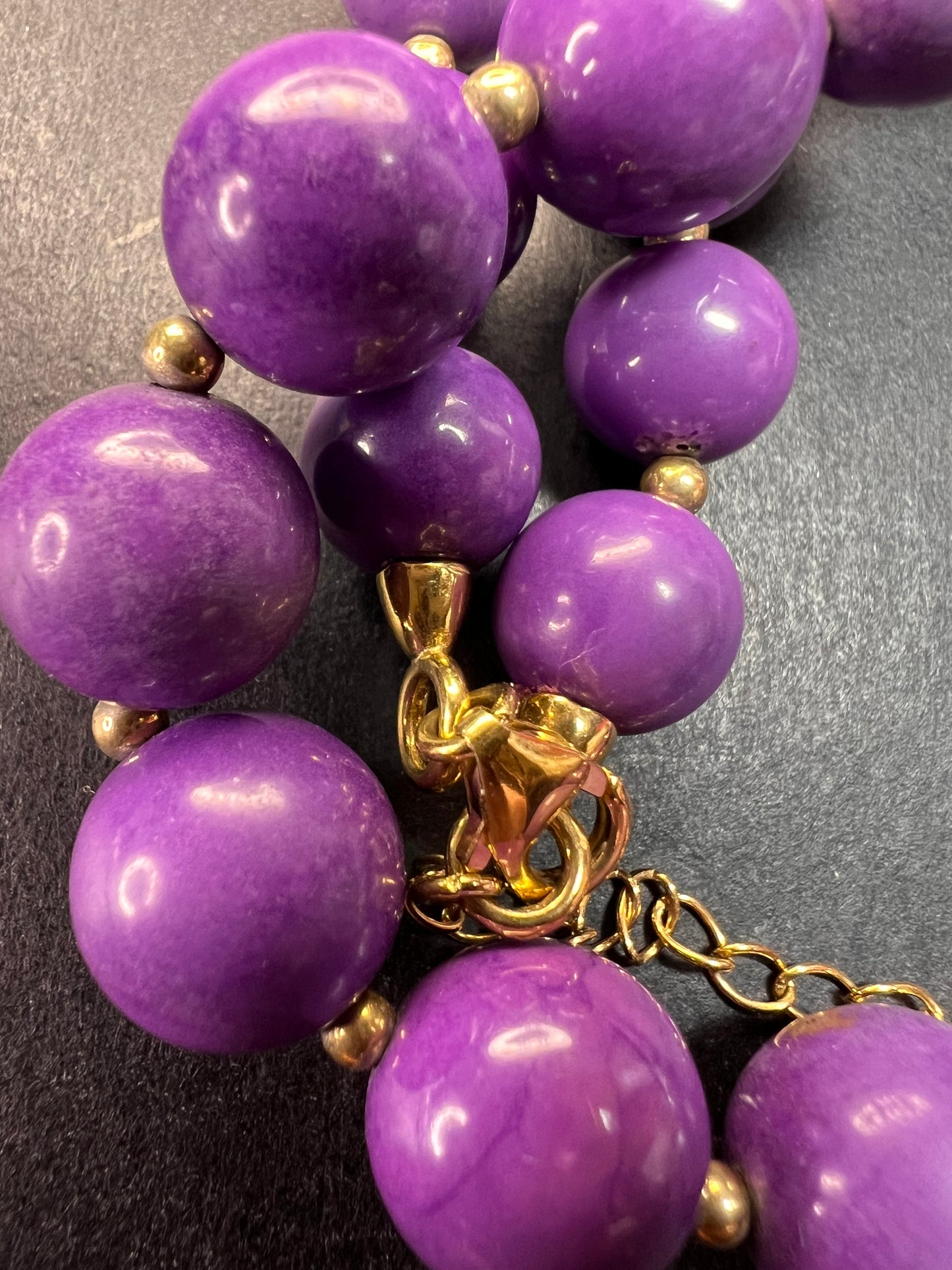 NEW Phosphosiderite graduated beaded necklace in vermeil