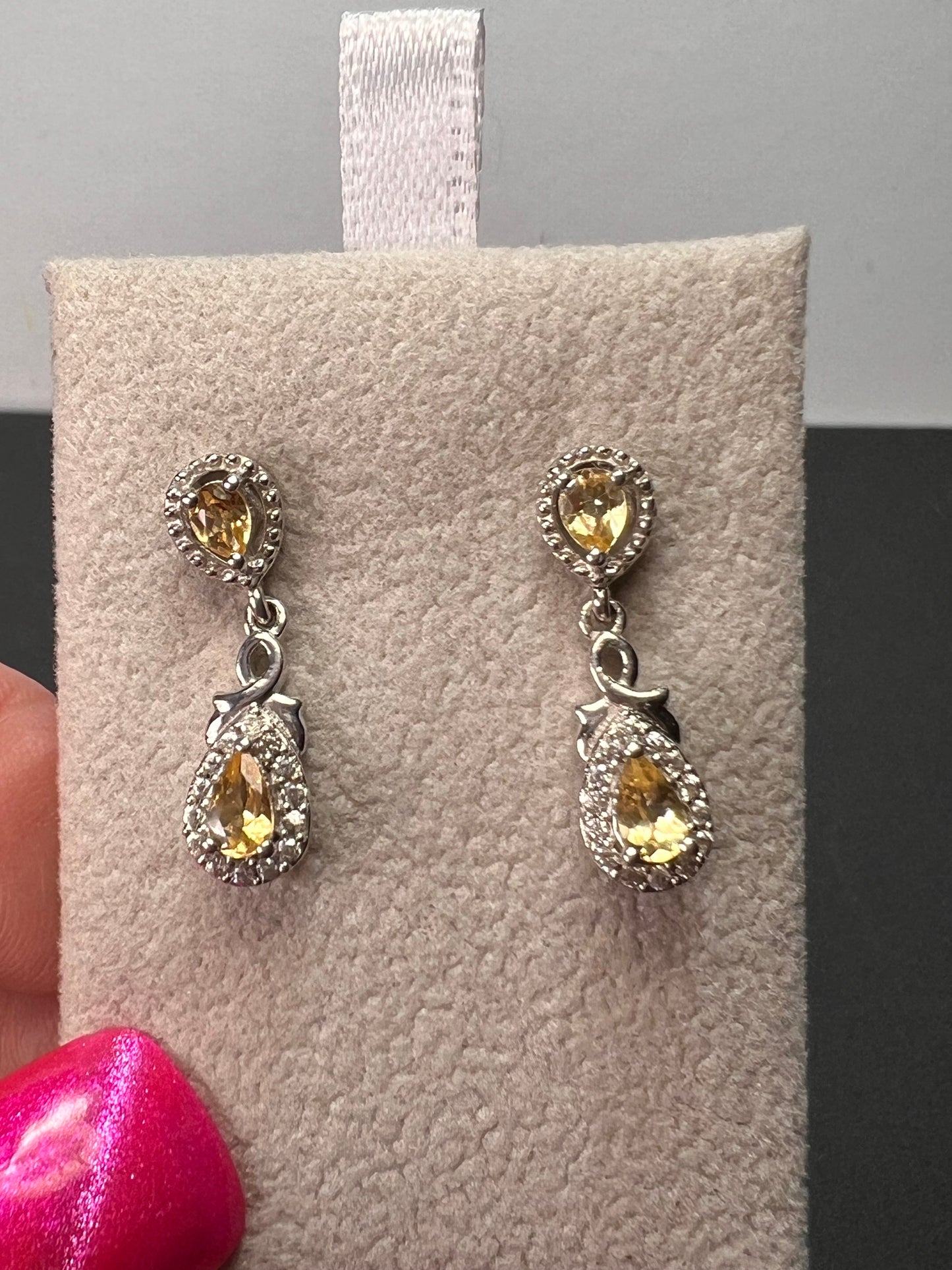 Golden imperial topaz sterling silver teardrop earrings