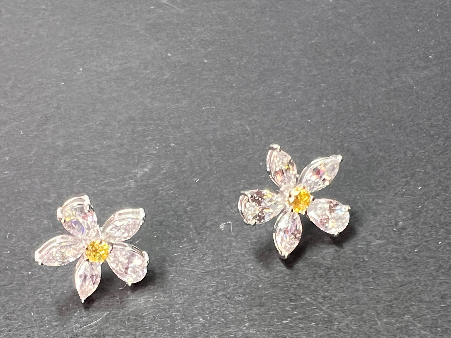 Vanna K CZ white and yellow flower stud sterling earrings