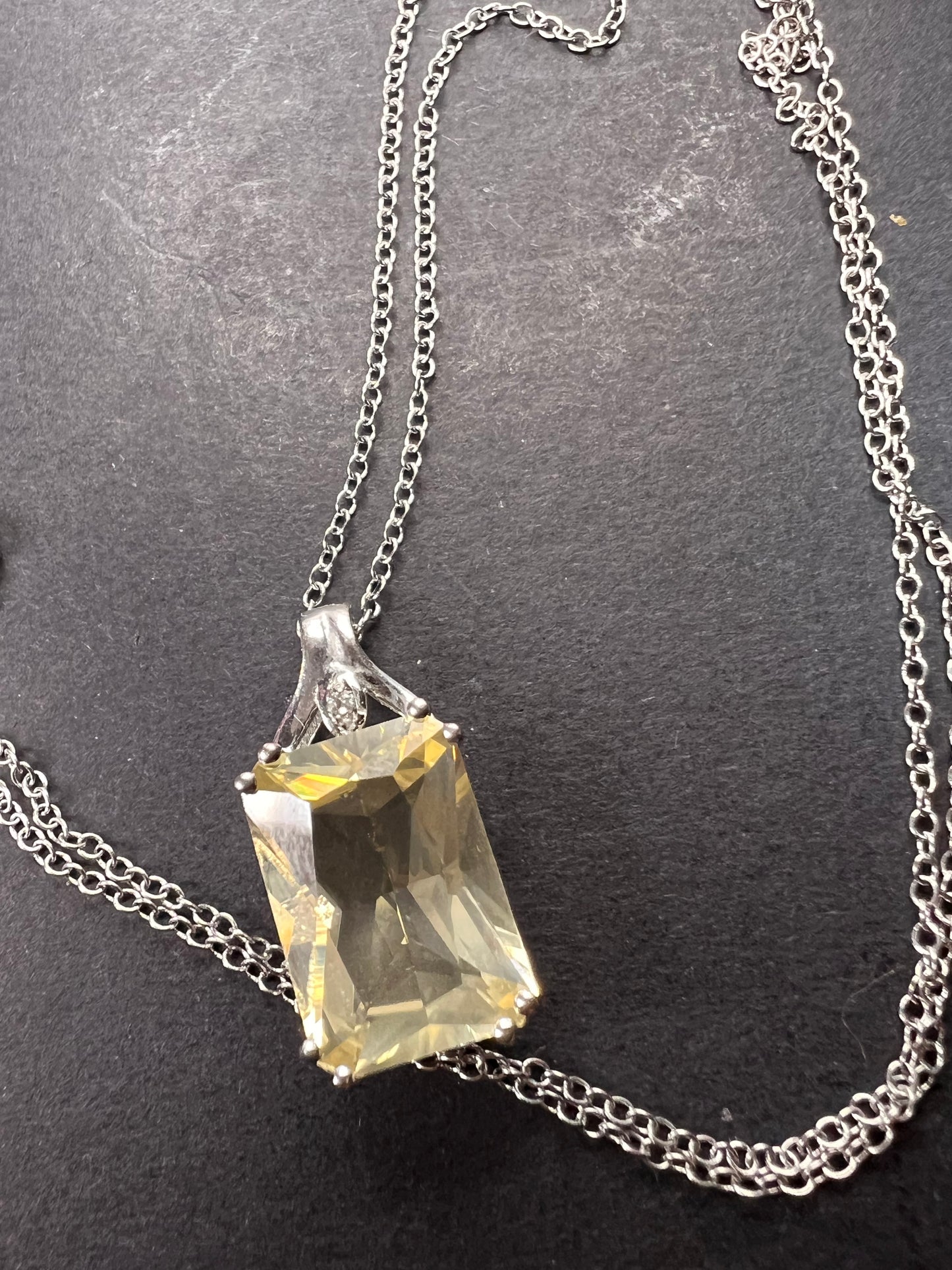 Yellow labradorite pendant necklace in sterling silver with chain