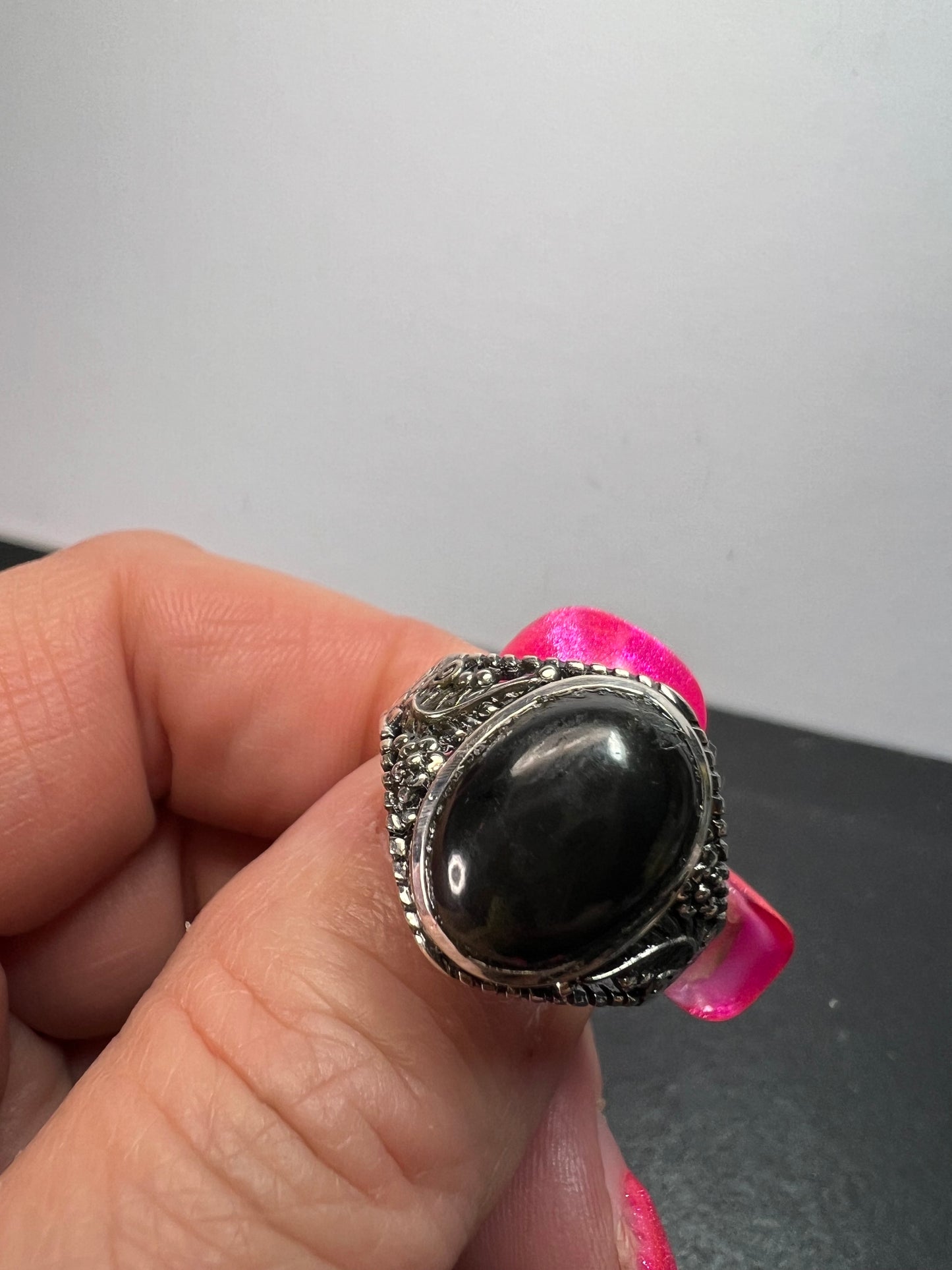 Elite shungite sterling southwest style artisan sterling silver ring size 8 *NEW*