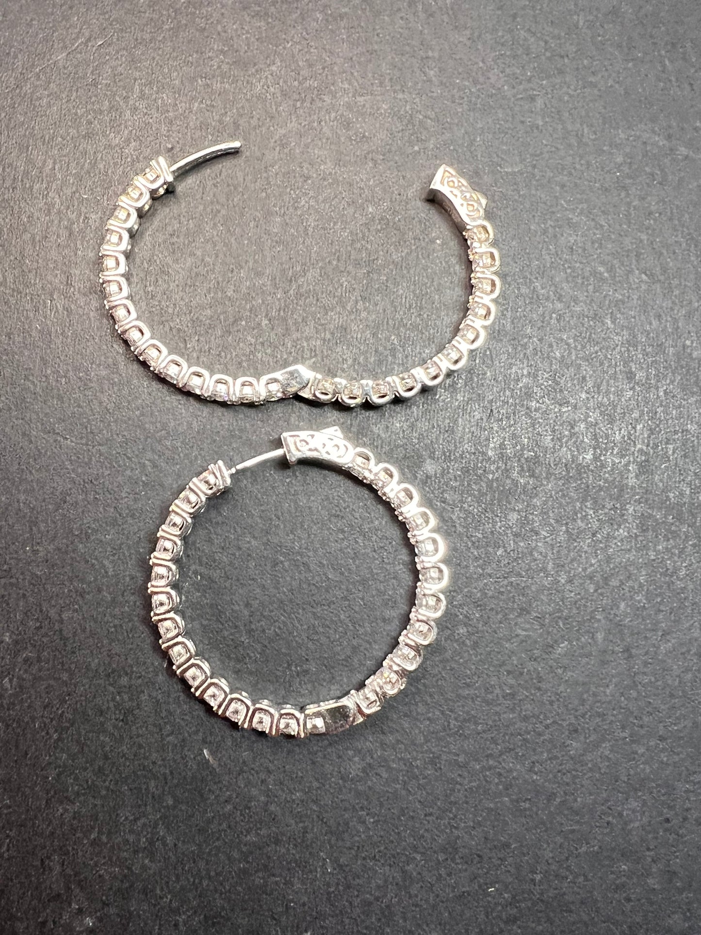 CZ inside out hoop earrings in sterling silver