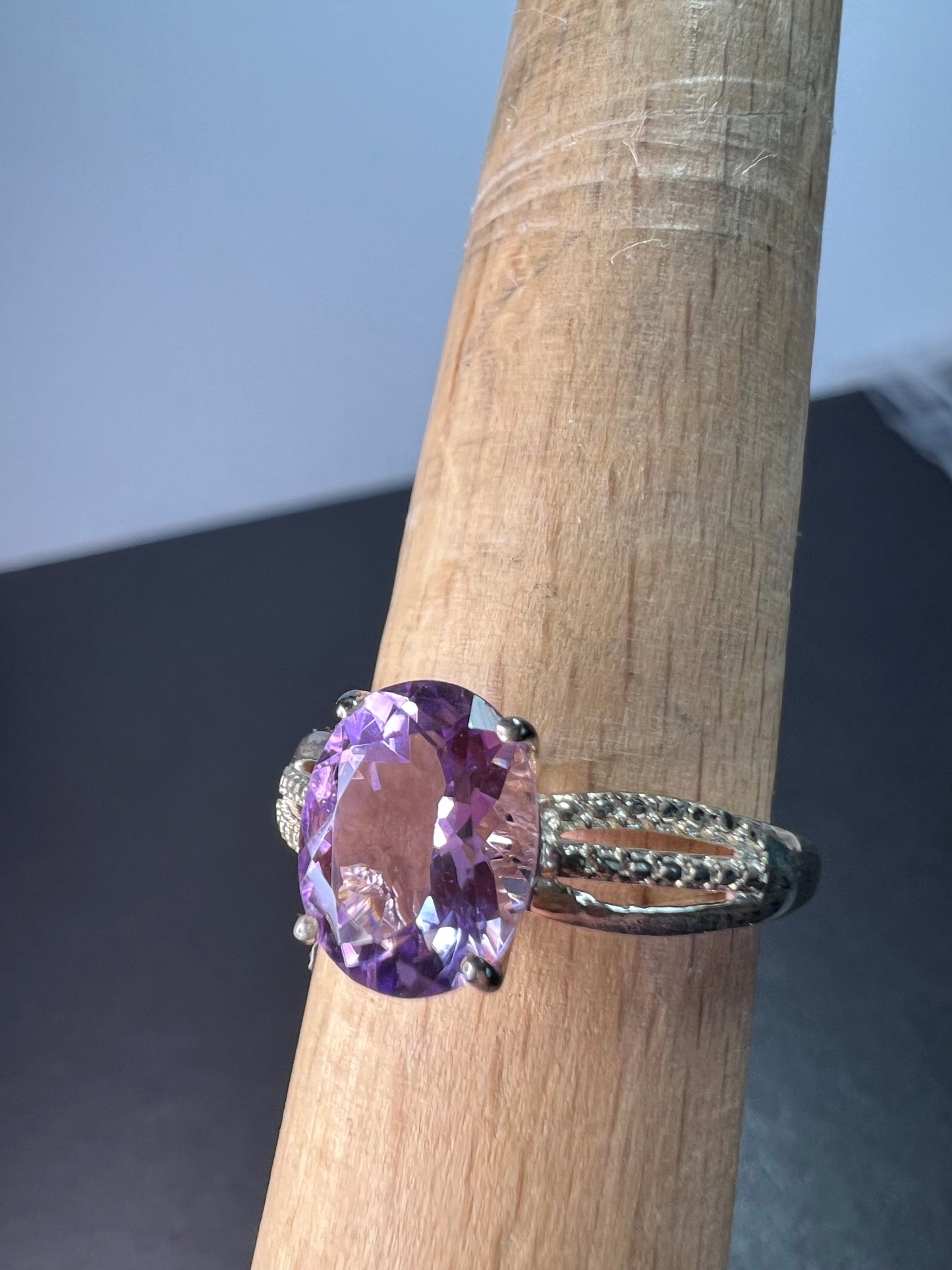 Amethyst sterling silver solitaire ring size 9