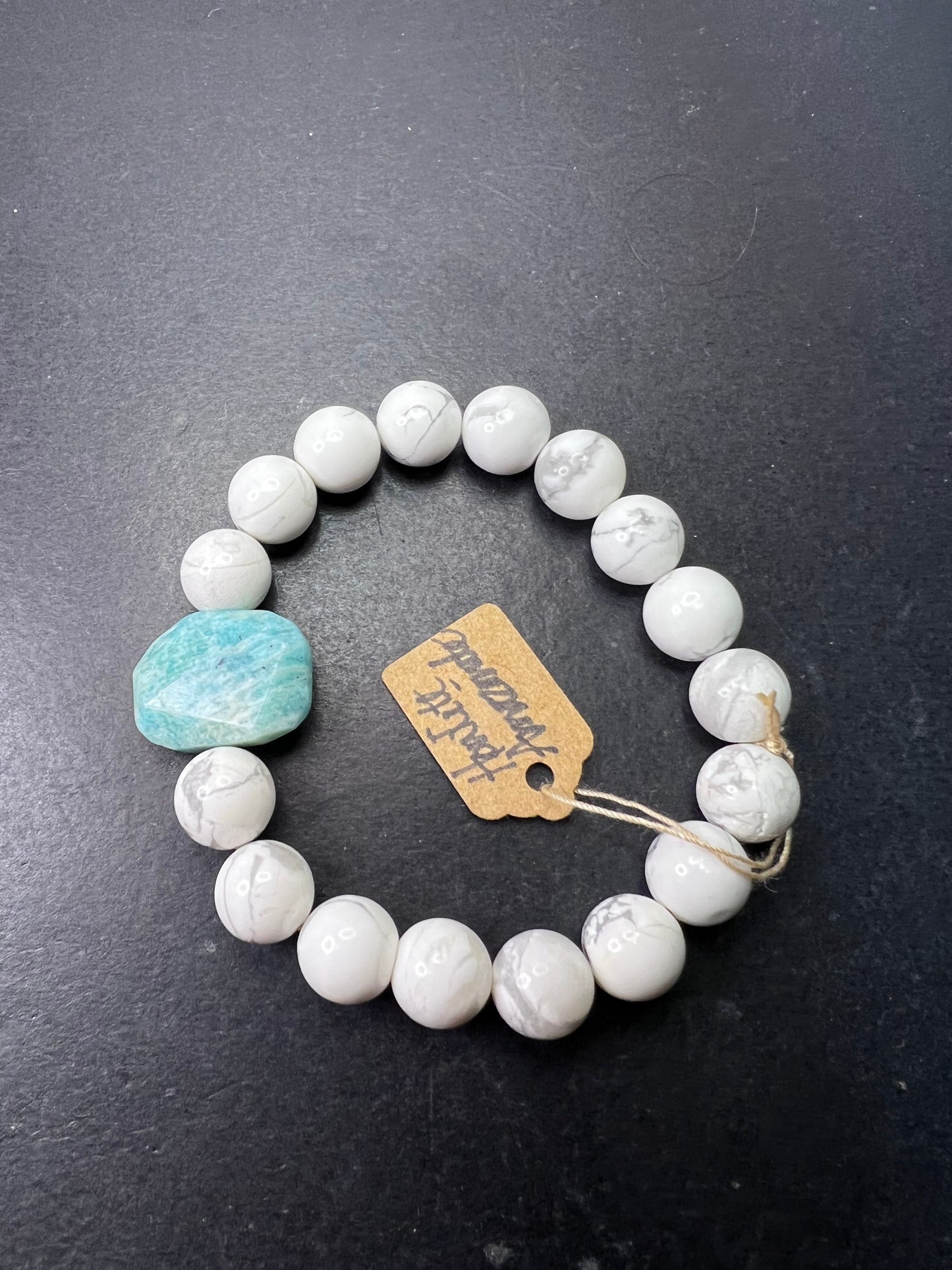 Howlite and Amazonite stretch bracelet 7 inch