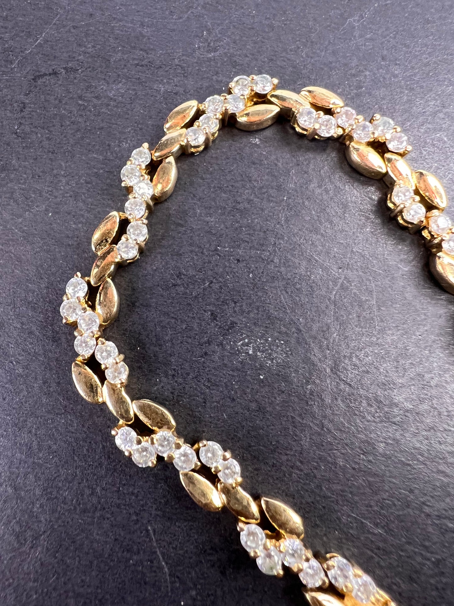 Vintage CZ bracelet in gold over sterling silver