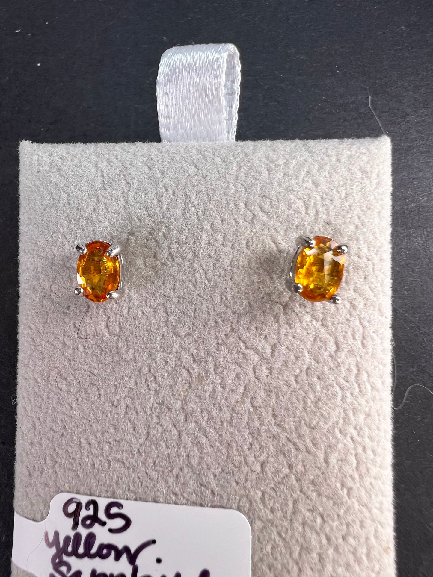 Yellow sapphire sterling silver stud earrings