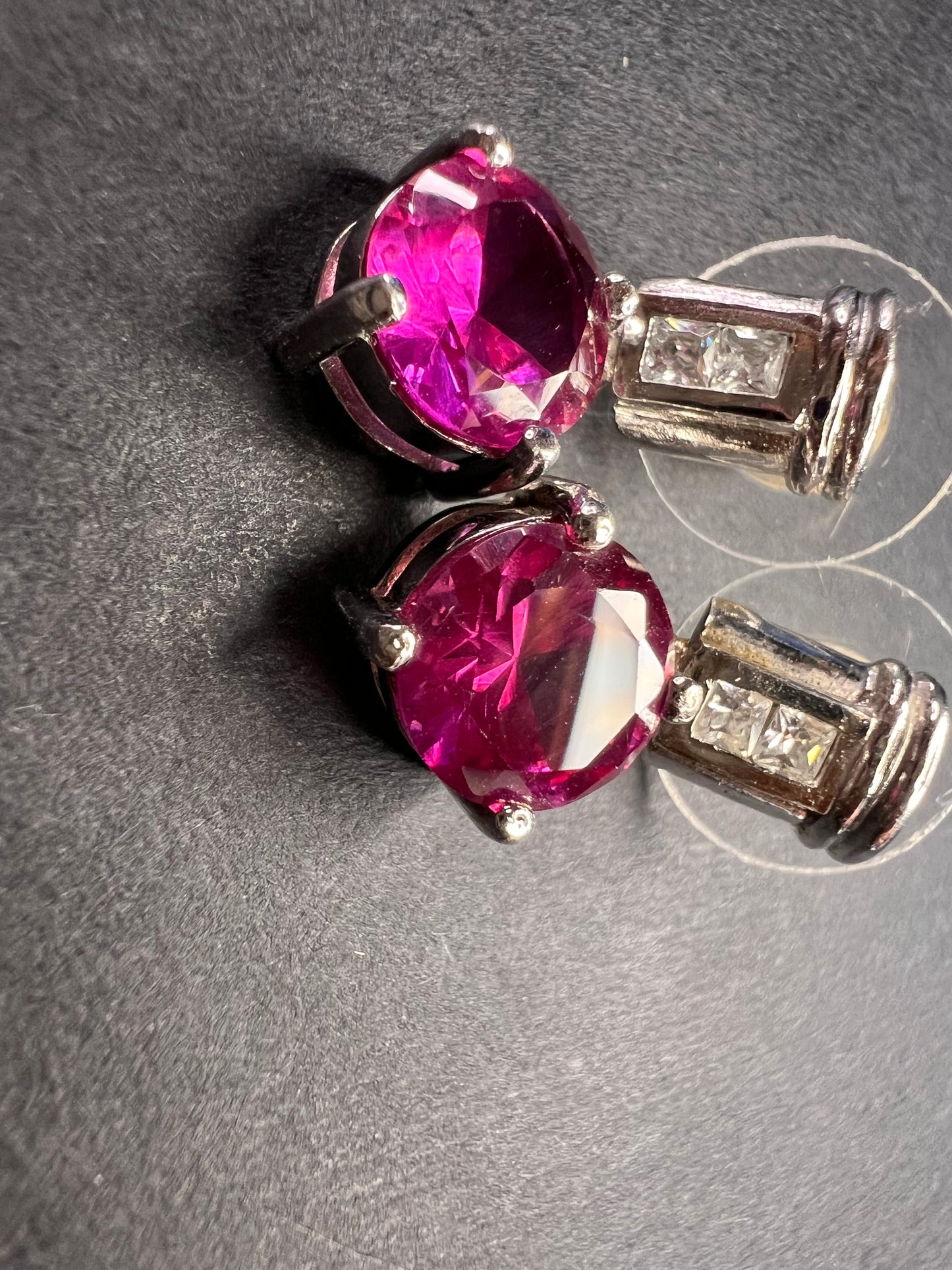 Lab purple sapphire and topaz sterling silver earrings