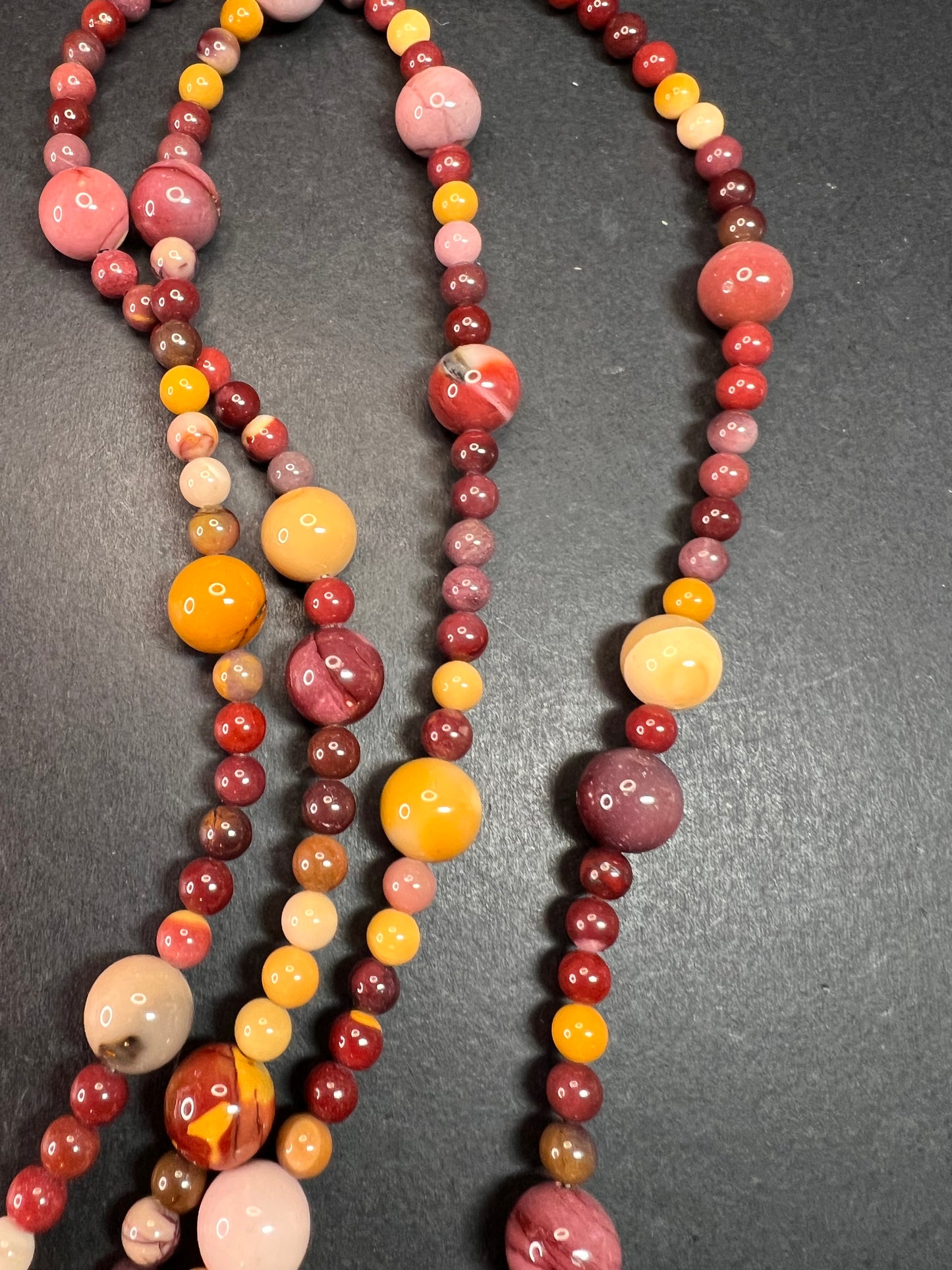 NEW Mookaite Jasper station 36 inch necklace with sterling silver clasp