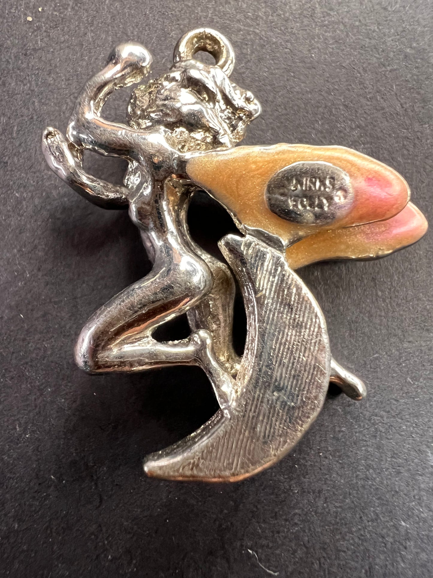 Vintage Kirk’s Folly Fairy Moon Pendant Aurora Borealis Rhinestones