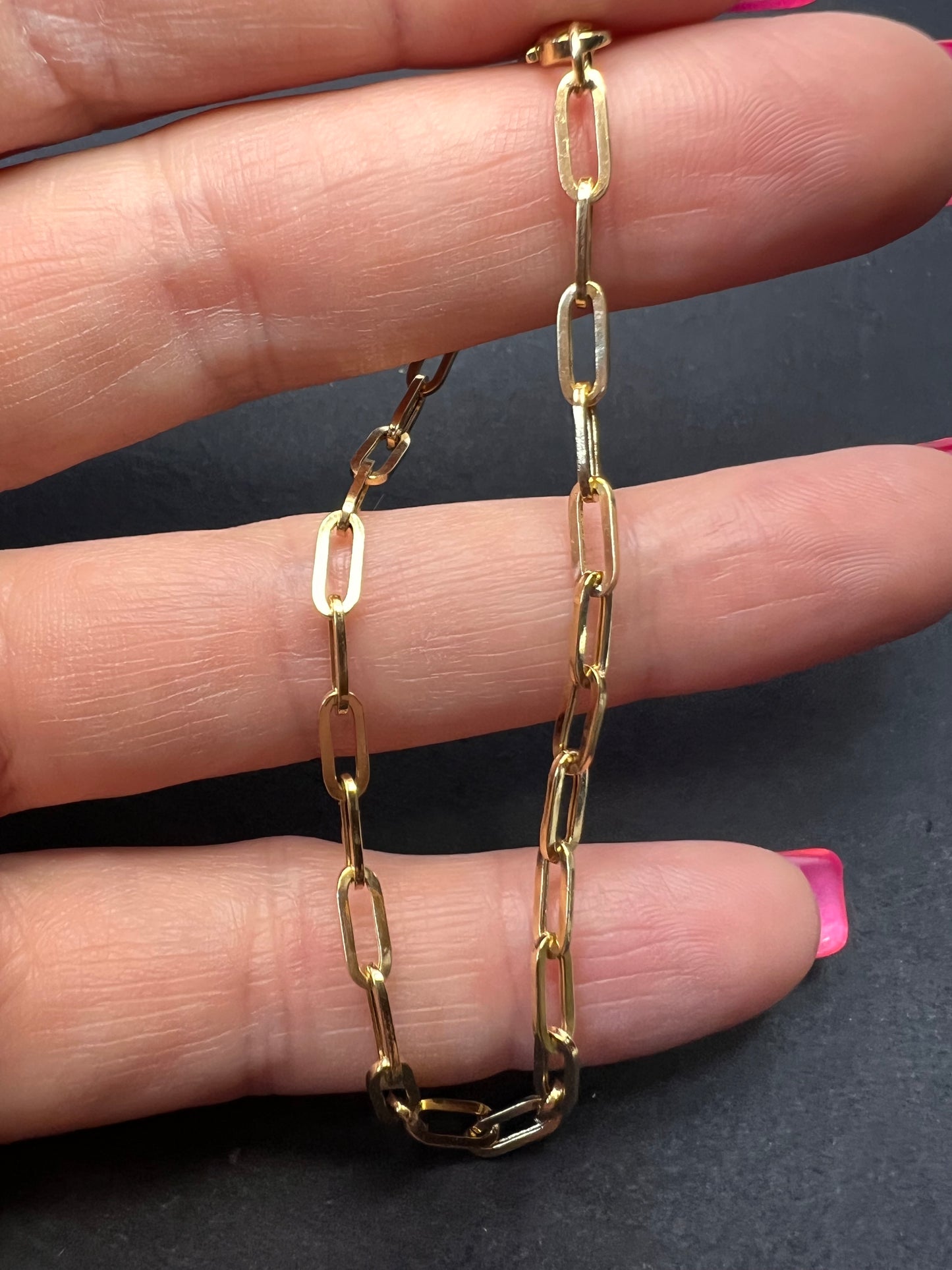 10K Yellow Gold Paper Clip Bracelet (7.50 In) 1.61 Grams