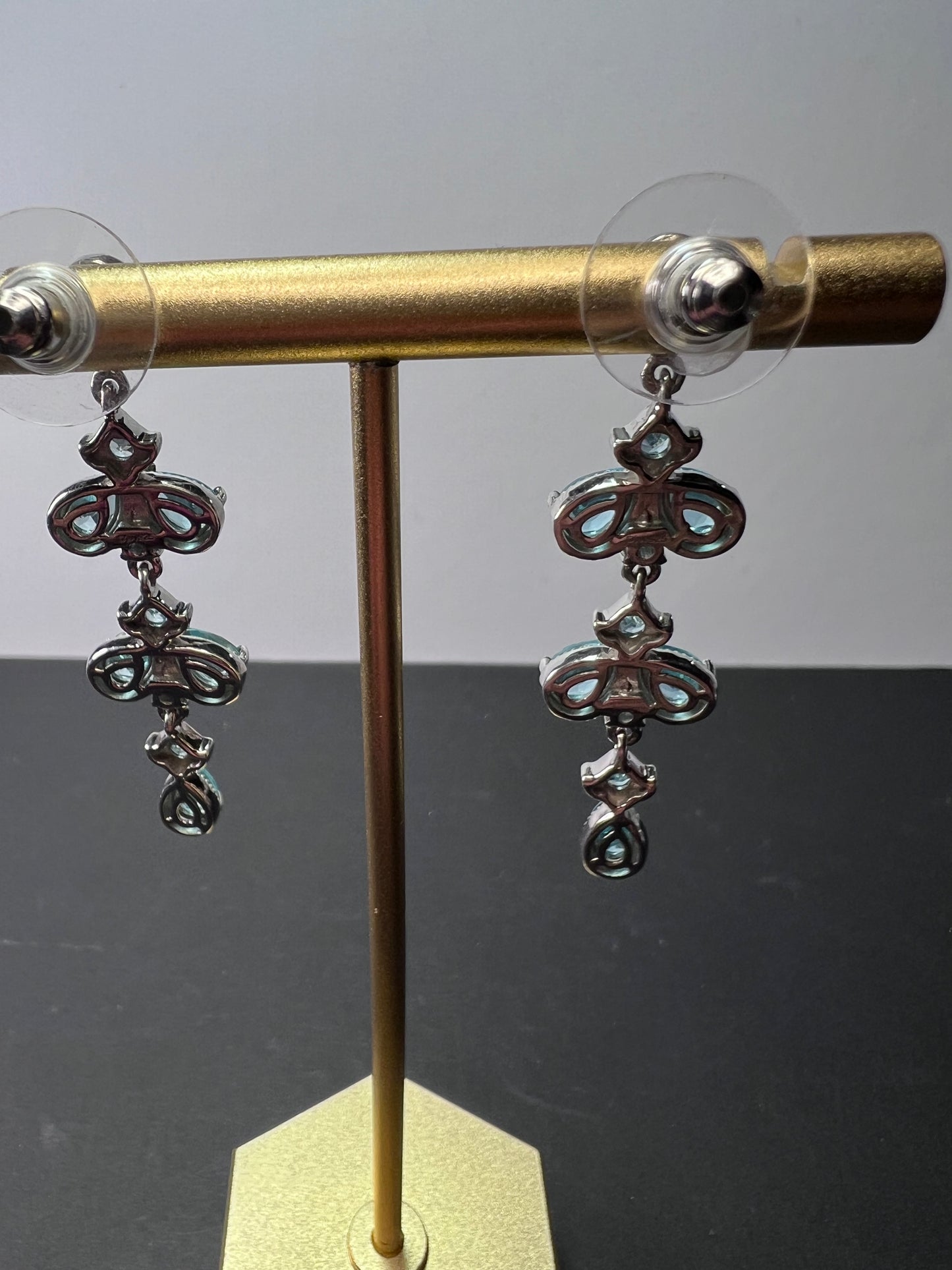 Blue apatite sterling silver chandelier earrings