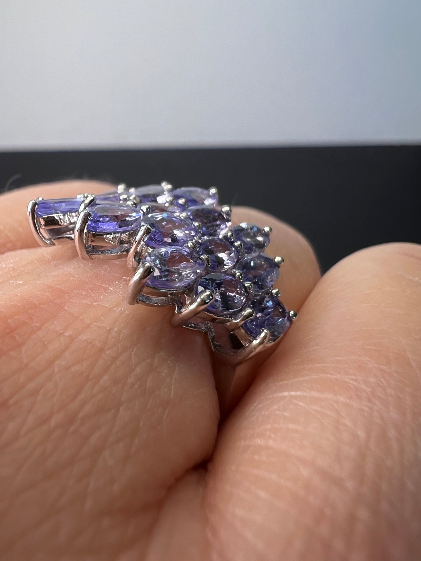 Tanzanite rhodium over sterling silver ring size 8