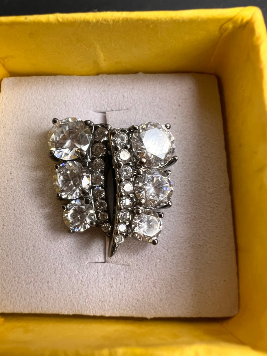 CZ earrings in gunmetal rhodium over sterling silver