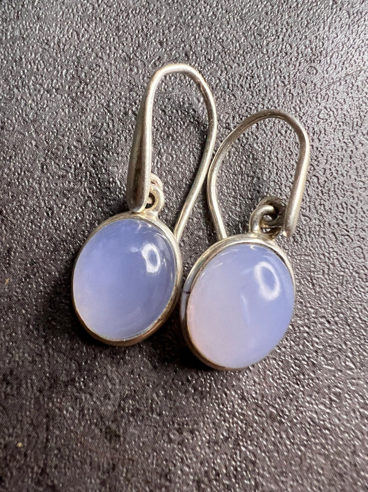 NEW Blue chalcedony sterling silver drop earrings 4.34 grams