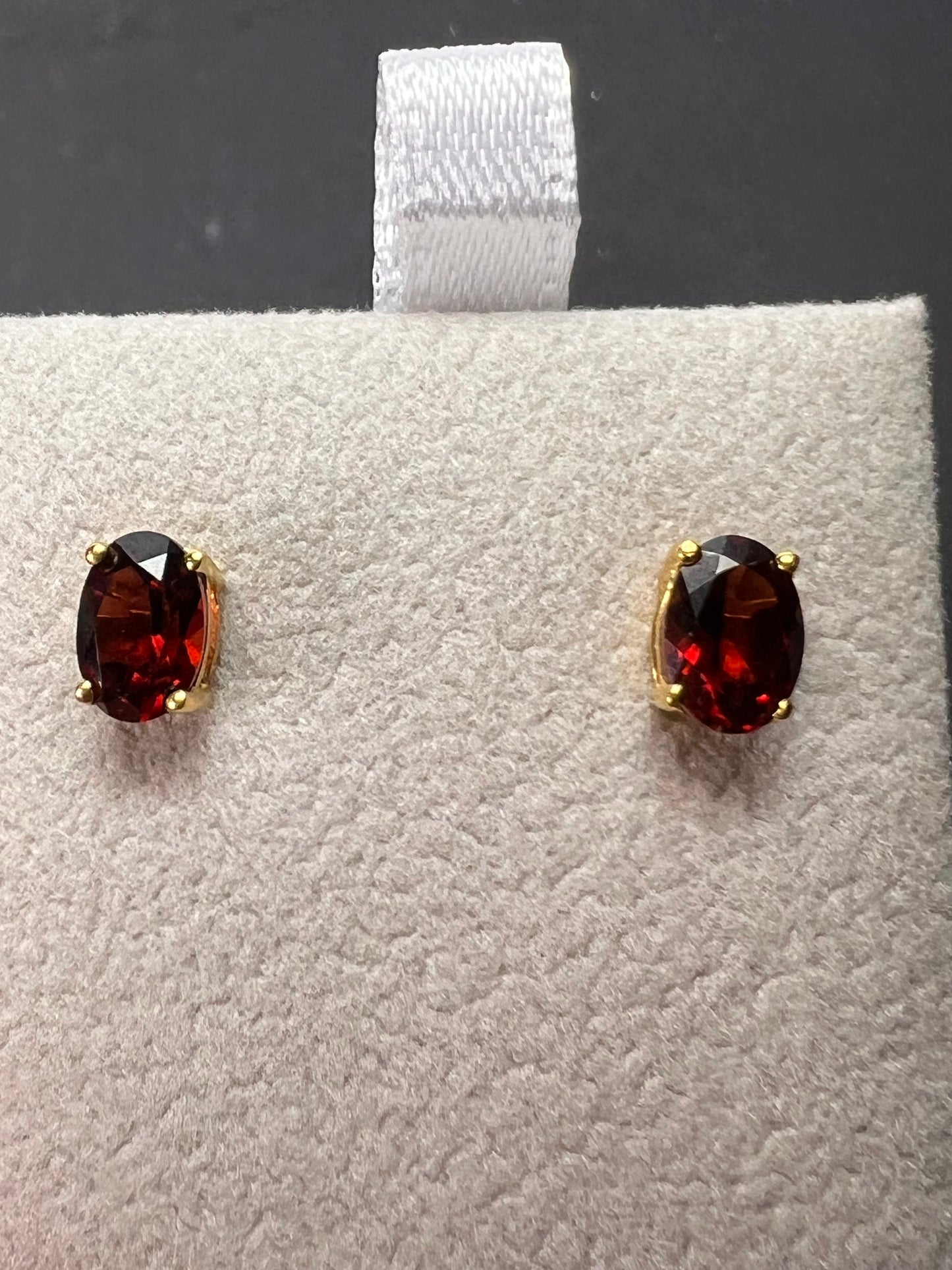 Mozambique garnet stud earrings in 14k yellow gold over sterling silver 2.0 ctw