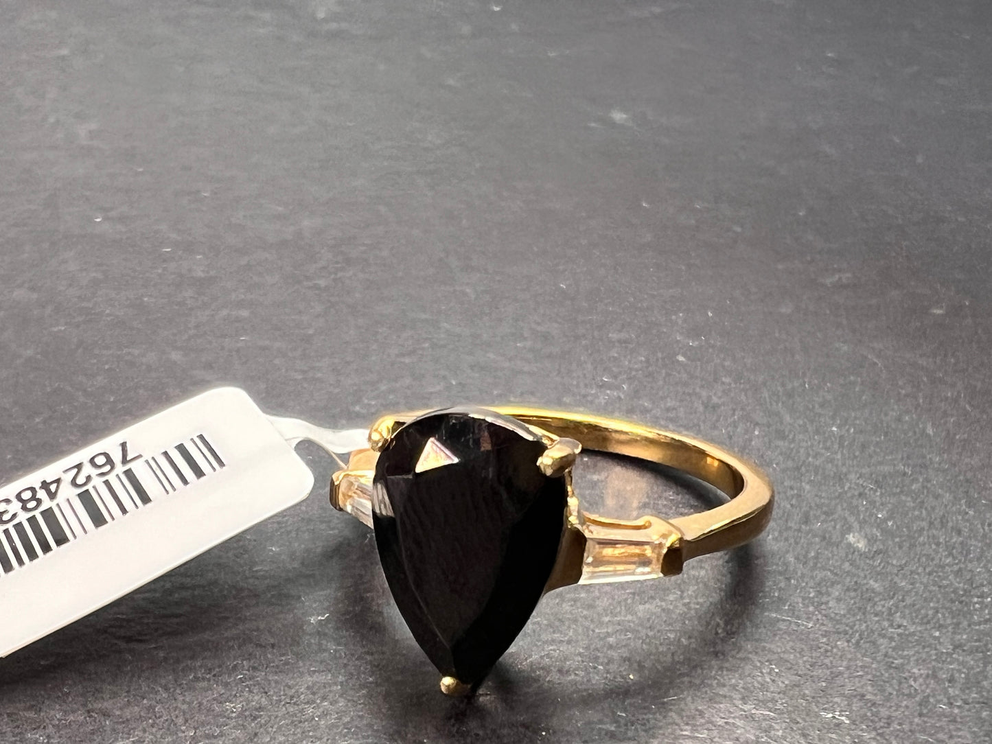 Elite shungite and zircon ring in vermeil YG over Sterling silver size 7 *NEW*