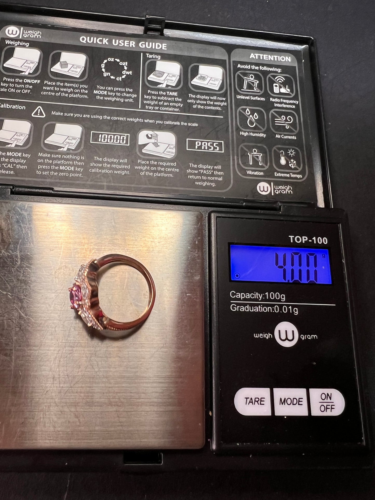 NEW Pink Moissanite lotus ring in rose gold vermeil 925 size 6