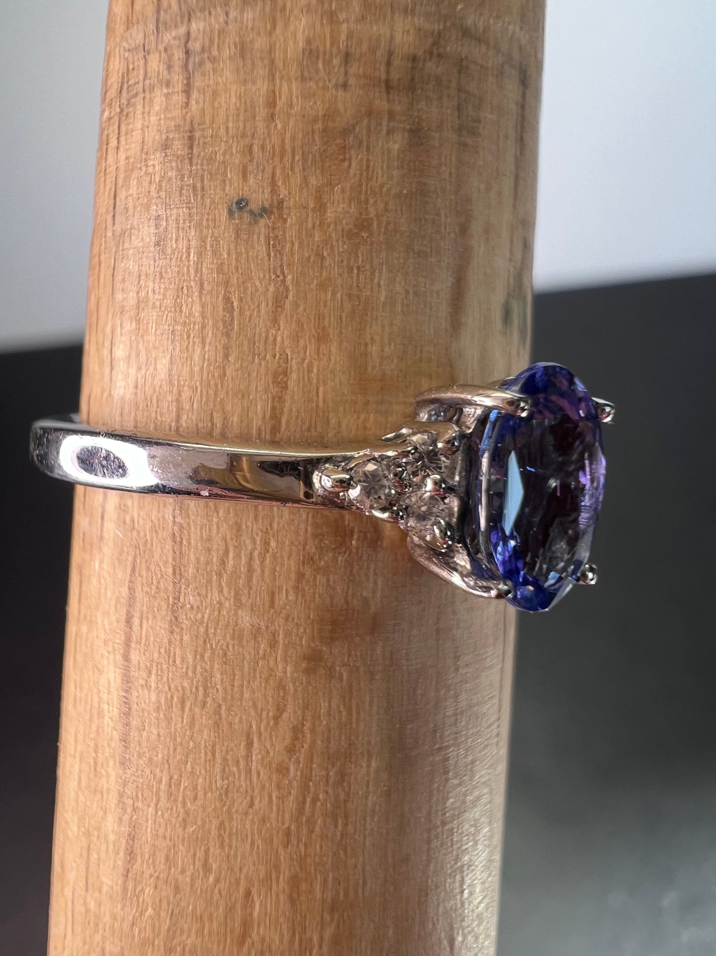 Tanzanite, Cambodian Zircon Ring in Platinum Over Sterling Silver, Fashion Rings For Women 1.10 ctw size 9