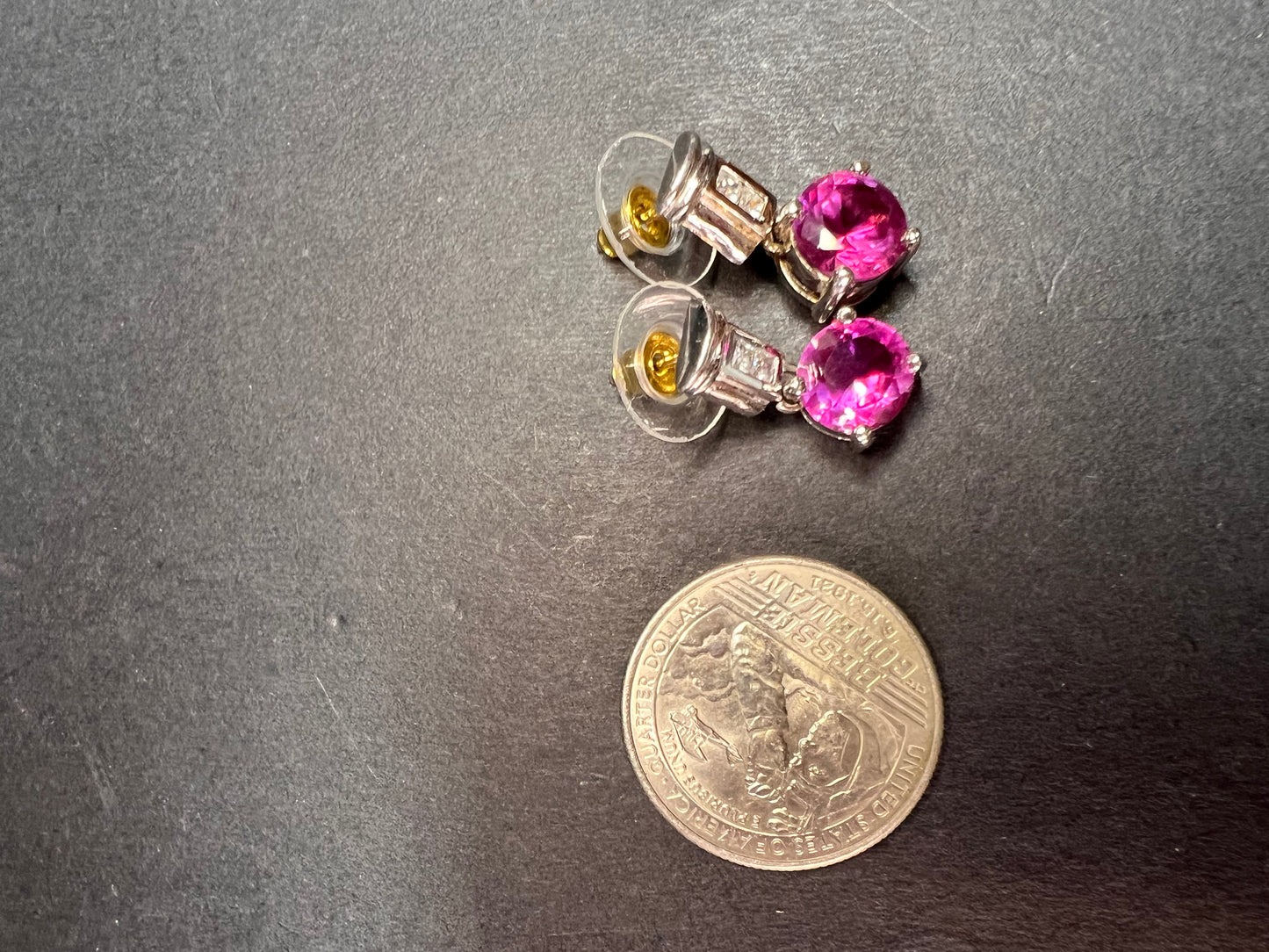 Lab purple sapphire and topaz sterling silver earrings