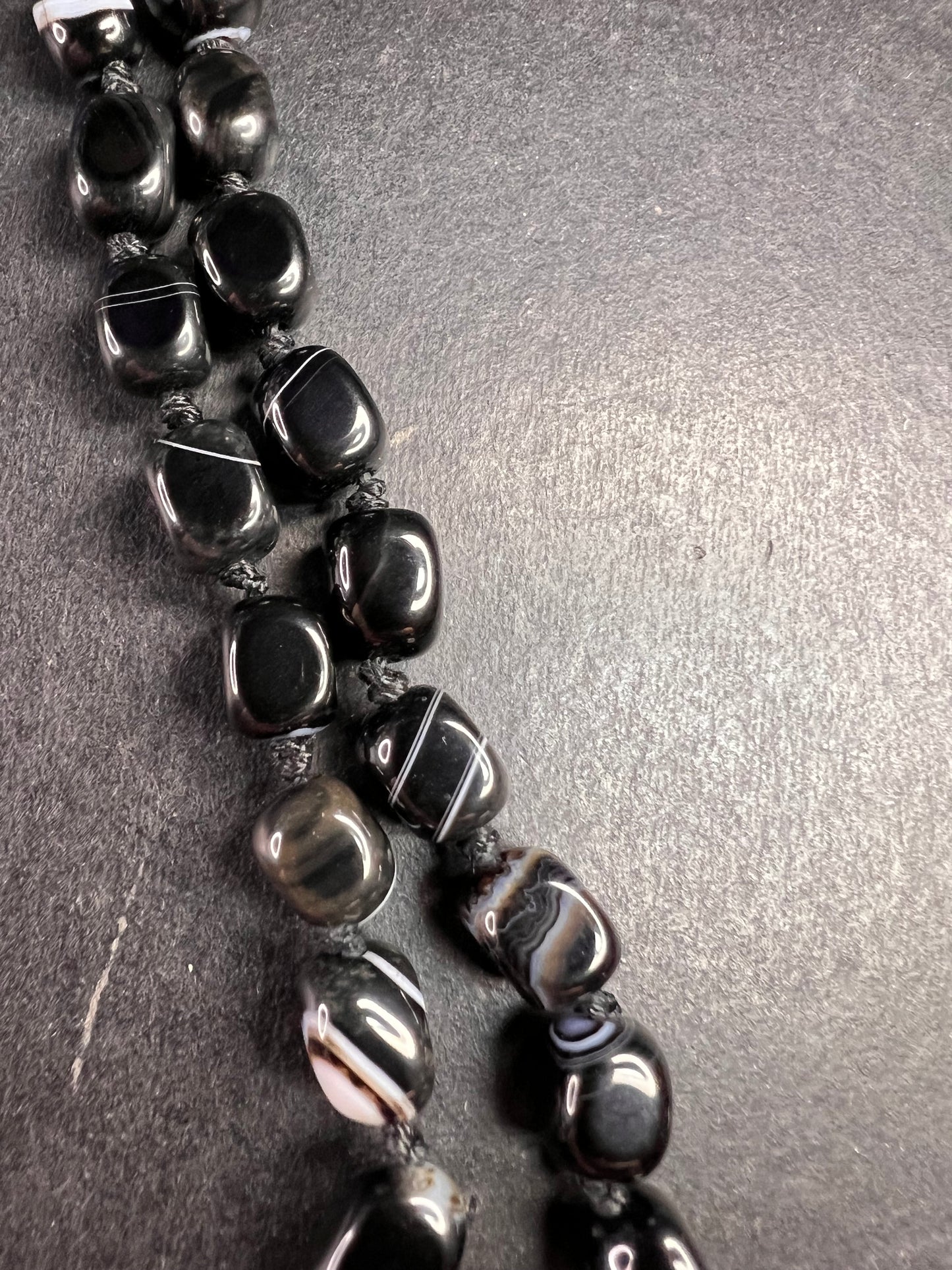 NEW Botswana agate 44 inch necklace with sterling silver clasp