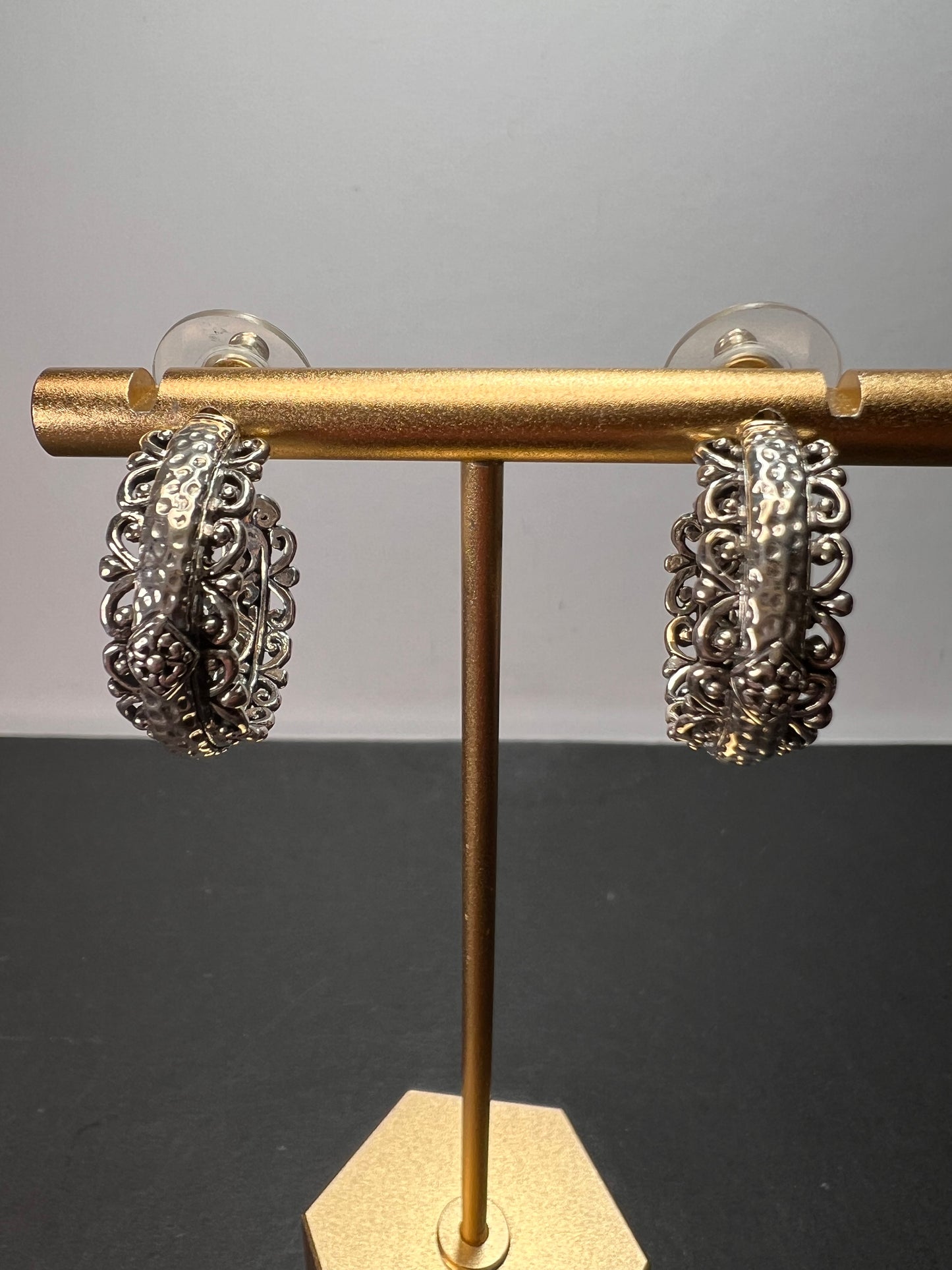 SARDA ornate sterling silver hoop earrings