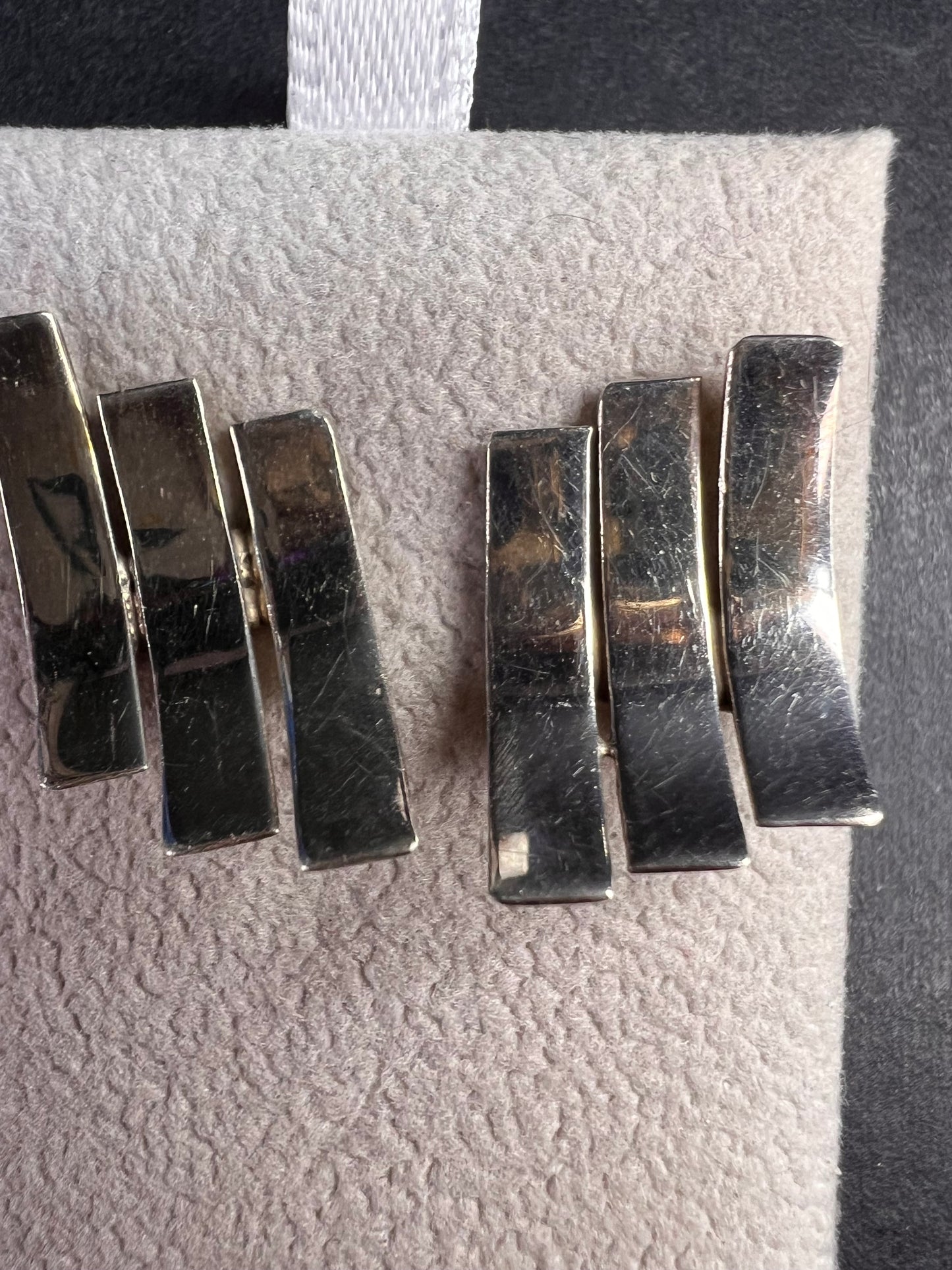 Vintage Los Ballesteros modernist sterling silver earrings Taxco