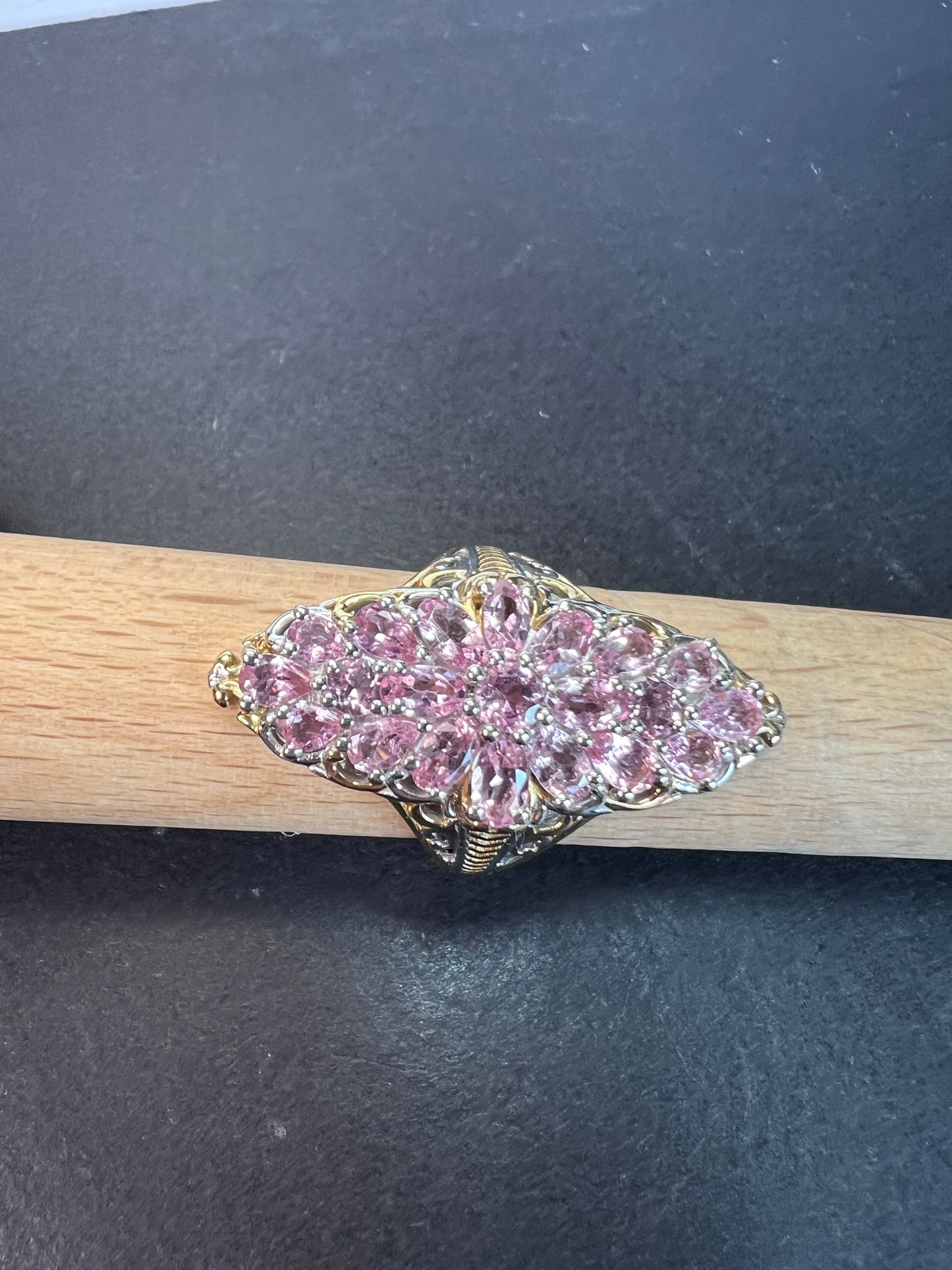 Pink tourmaline vintage vibes statement ring size 10