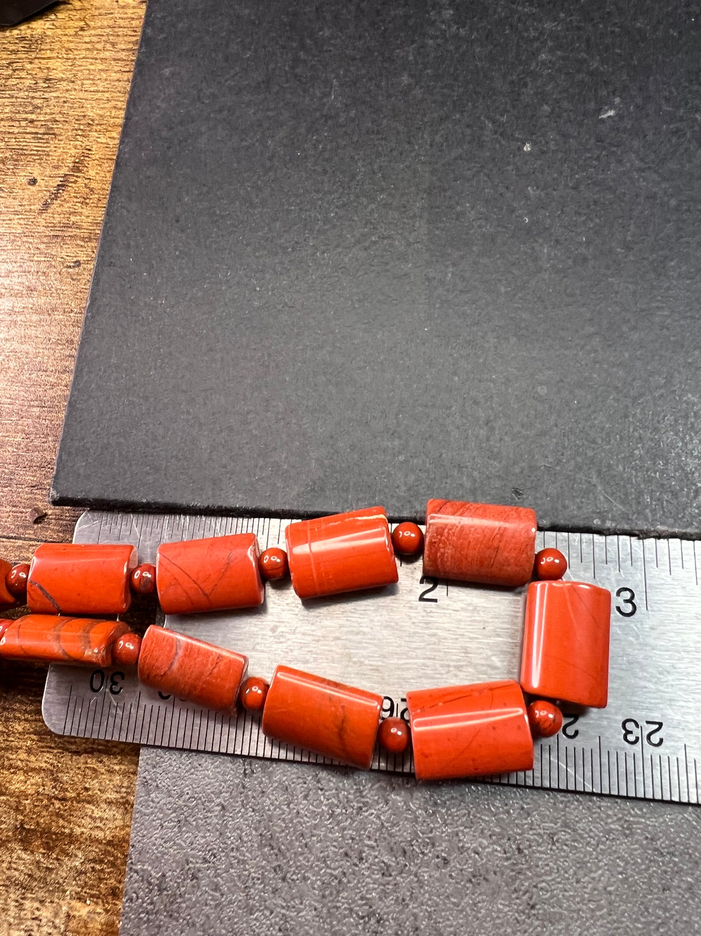 NEW Red jasper 30 inch necklace with sterling silver clasp