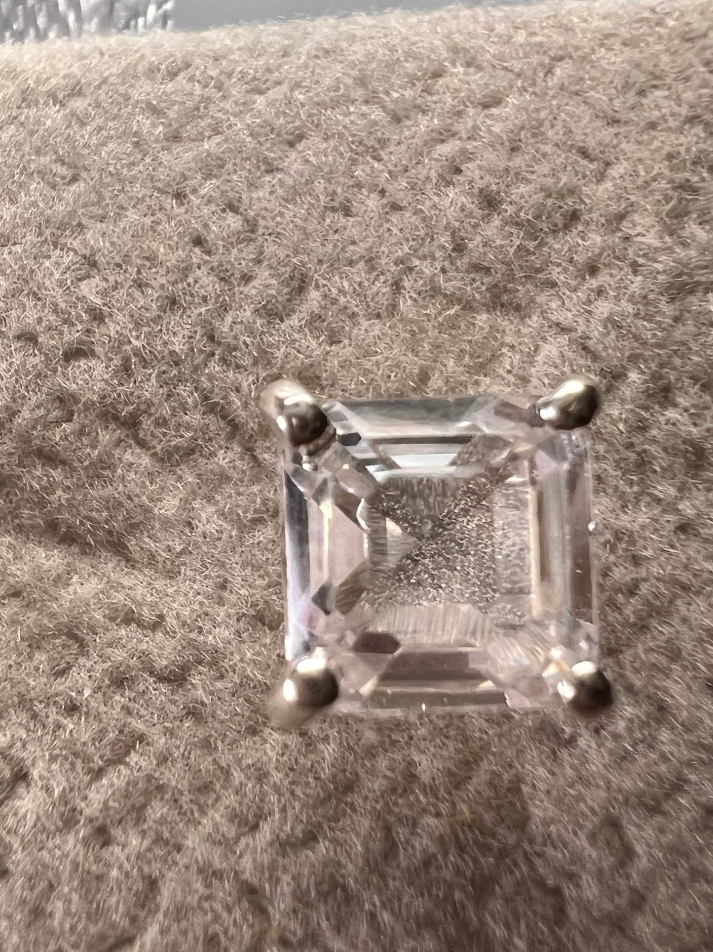 Lab white sapphire asscher cut solitaire stud earrings in sterling silver *NEW*