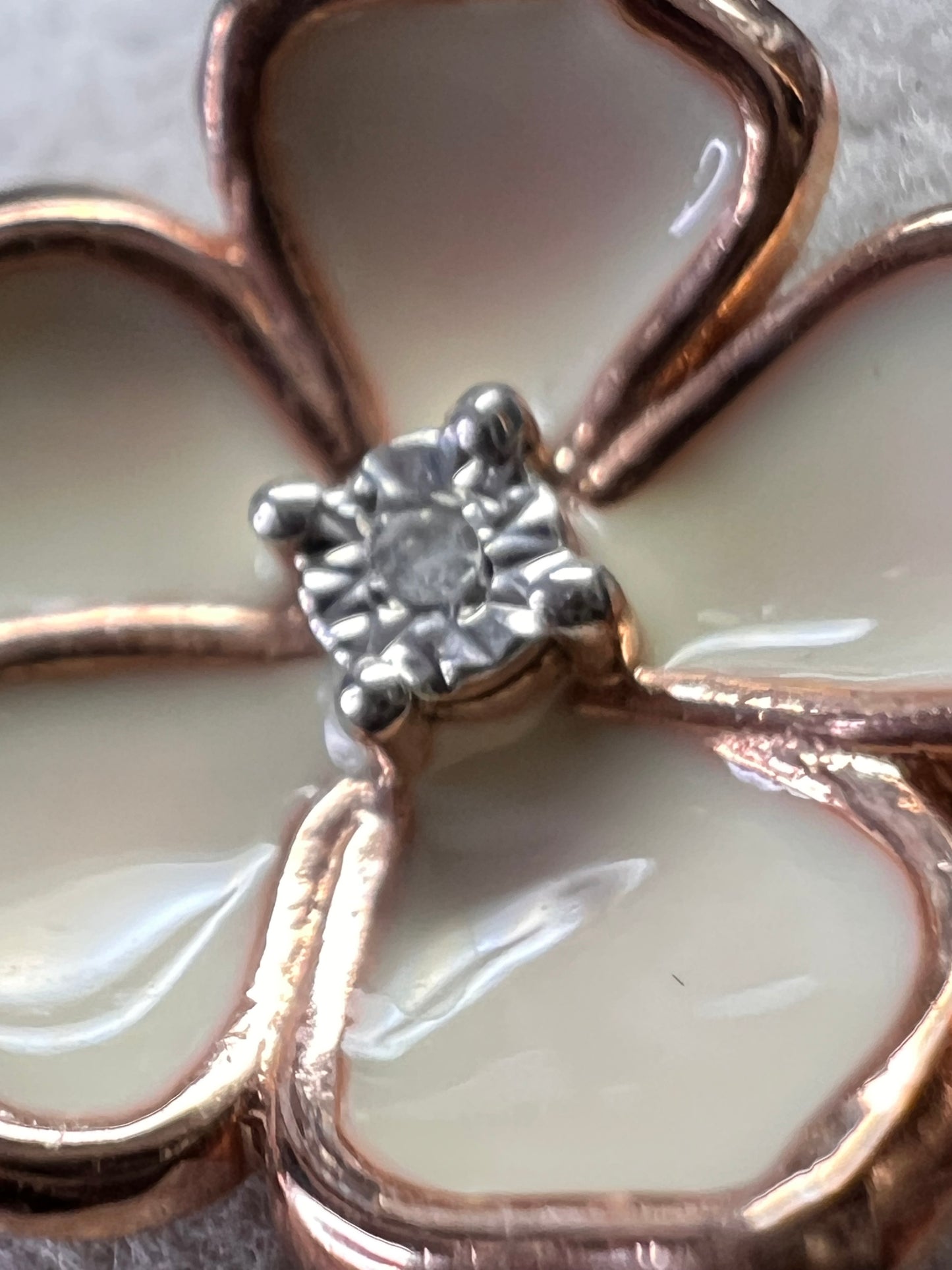 Diamond accent floral enamel earrings in rose gold over sterling silver