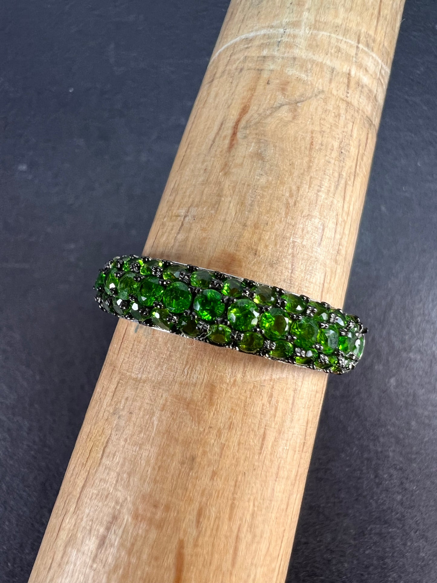 Green Chrome Diopside Rhodium Over Sterling Silver Ring 1.18ctw size 9