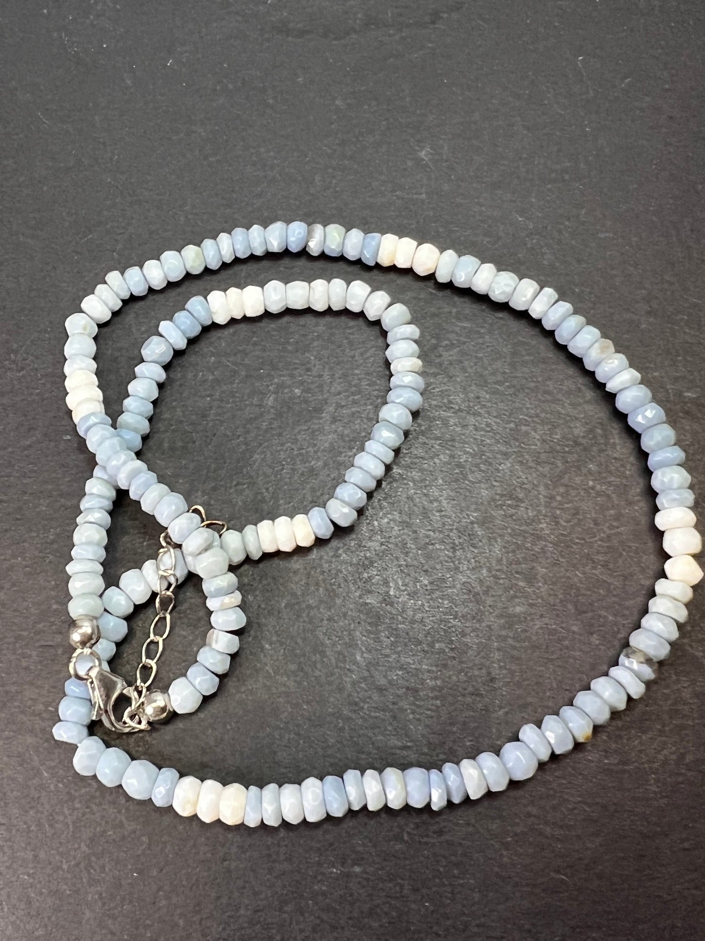 Shaded blue opal necklace with sterling silver clasp