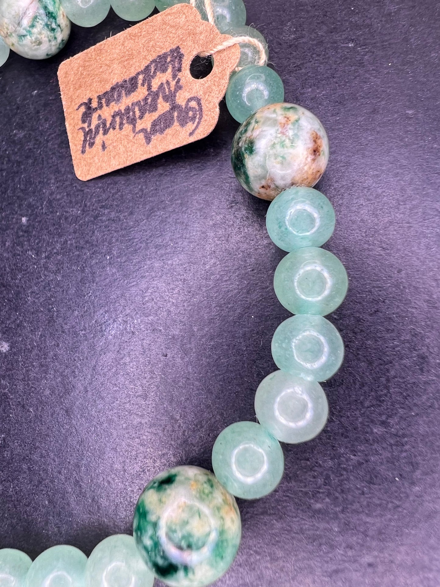 Green aventurine, and Hackmanite stretch bracelet 8 inch