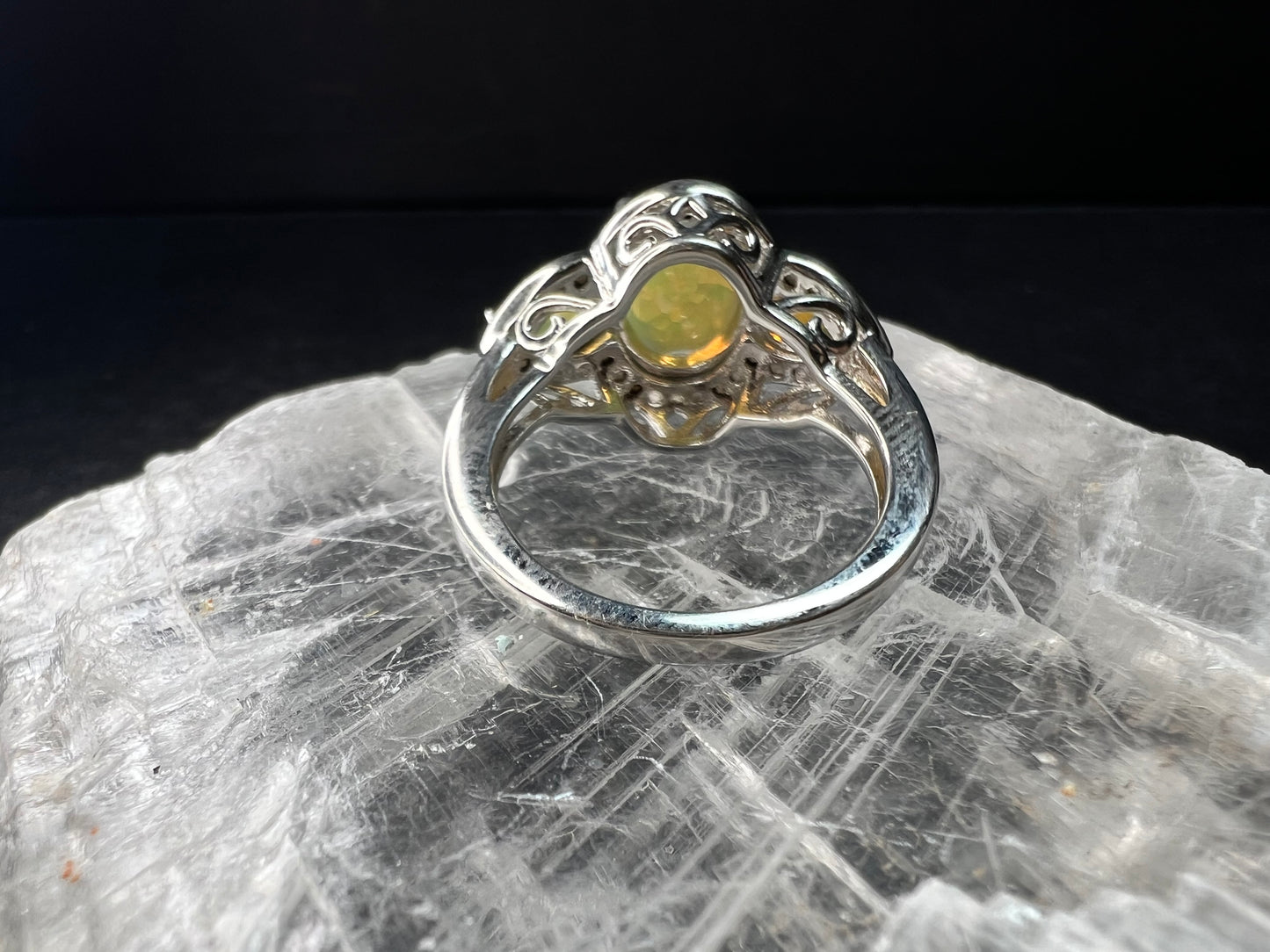 Ethiopian Opal Sterling Silver Halo Ring Size 6