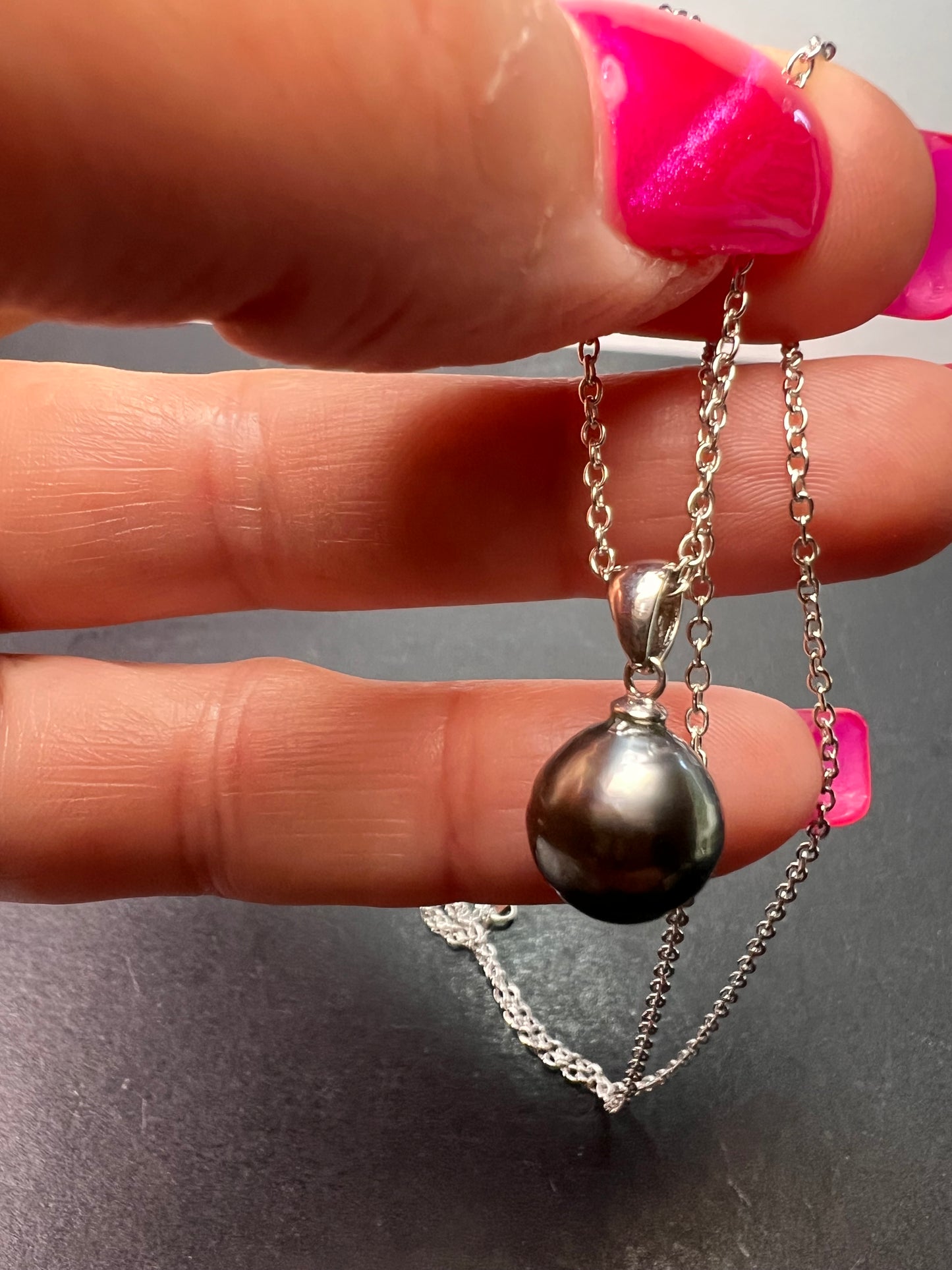 Cultured Tahitian Pearl Rhodium Over Sterling Silver Pendant With 18 Inch Chain