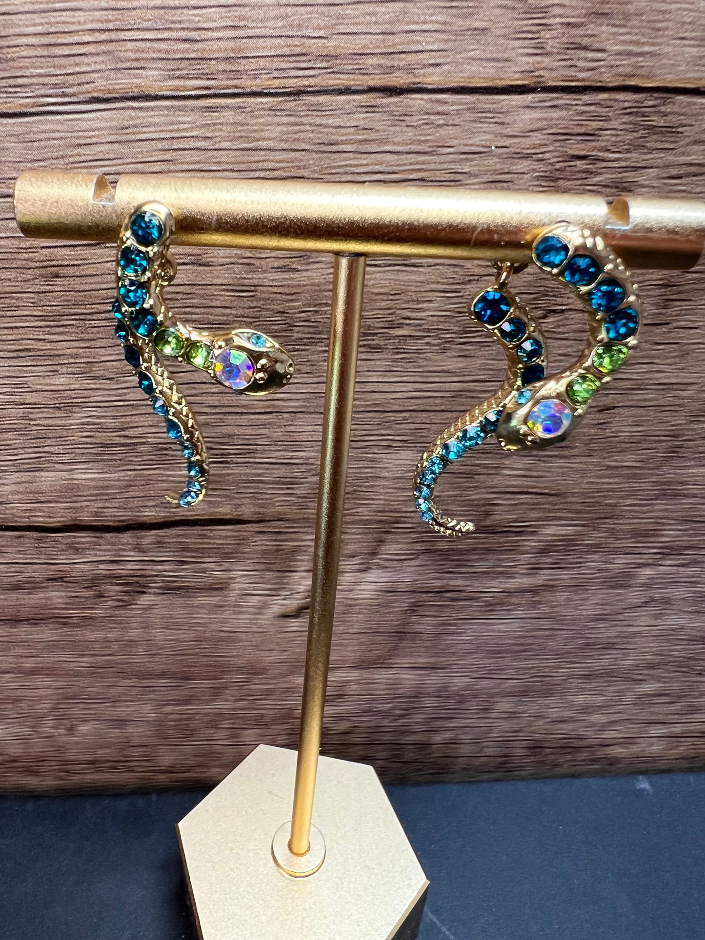Betsey Johnson Gold-Tone Pavé Crystal Snake Front and Back Earrings