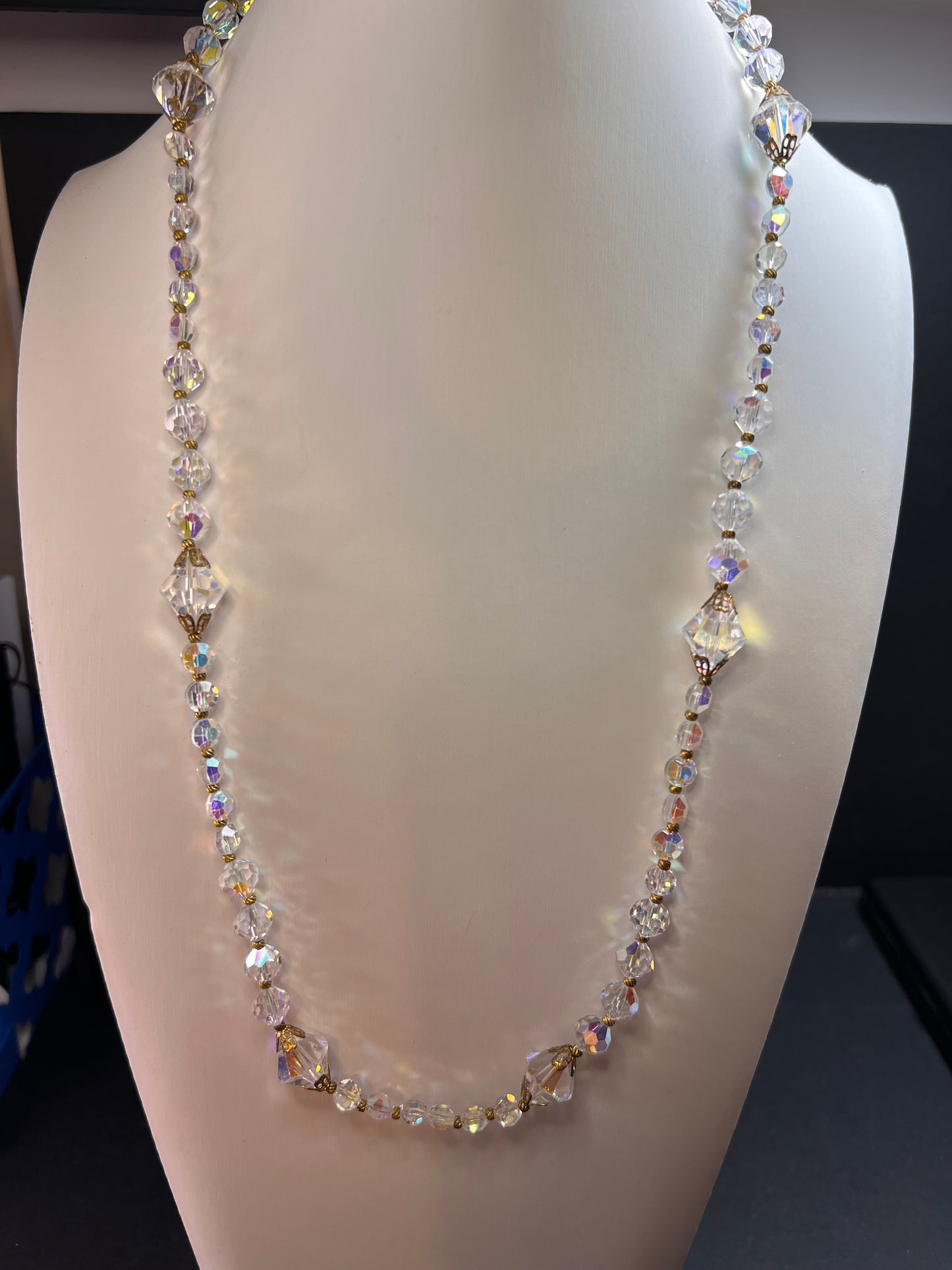 Vintage Aurora Borealis crystal beaded necklace