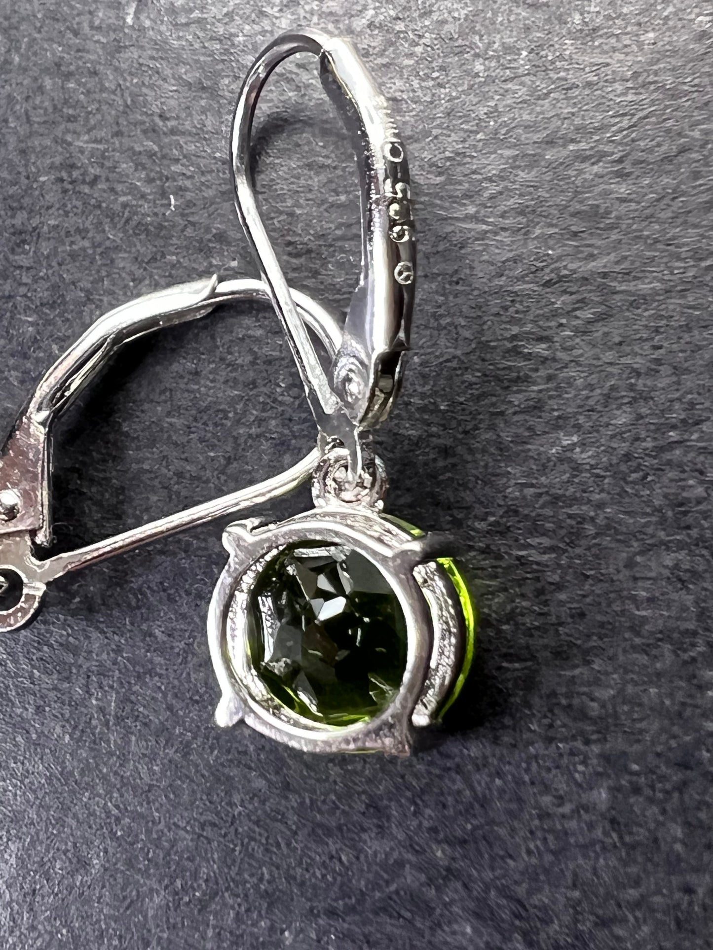 Green Peridot Sterling Silver Solitaire Earrings