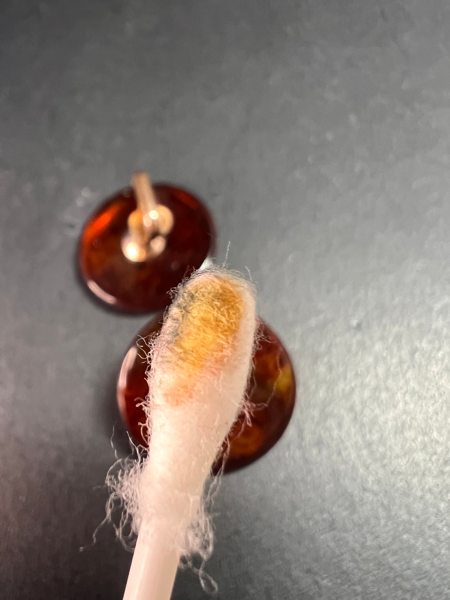 Vintage root beer Bakelite clip on button earrings