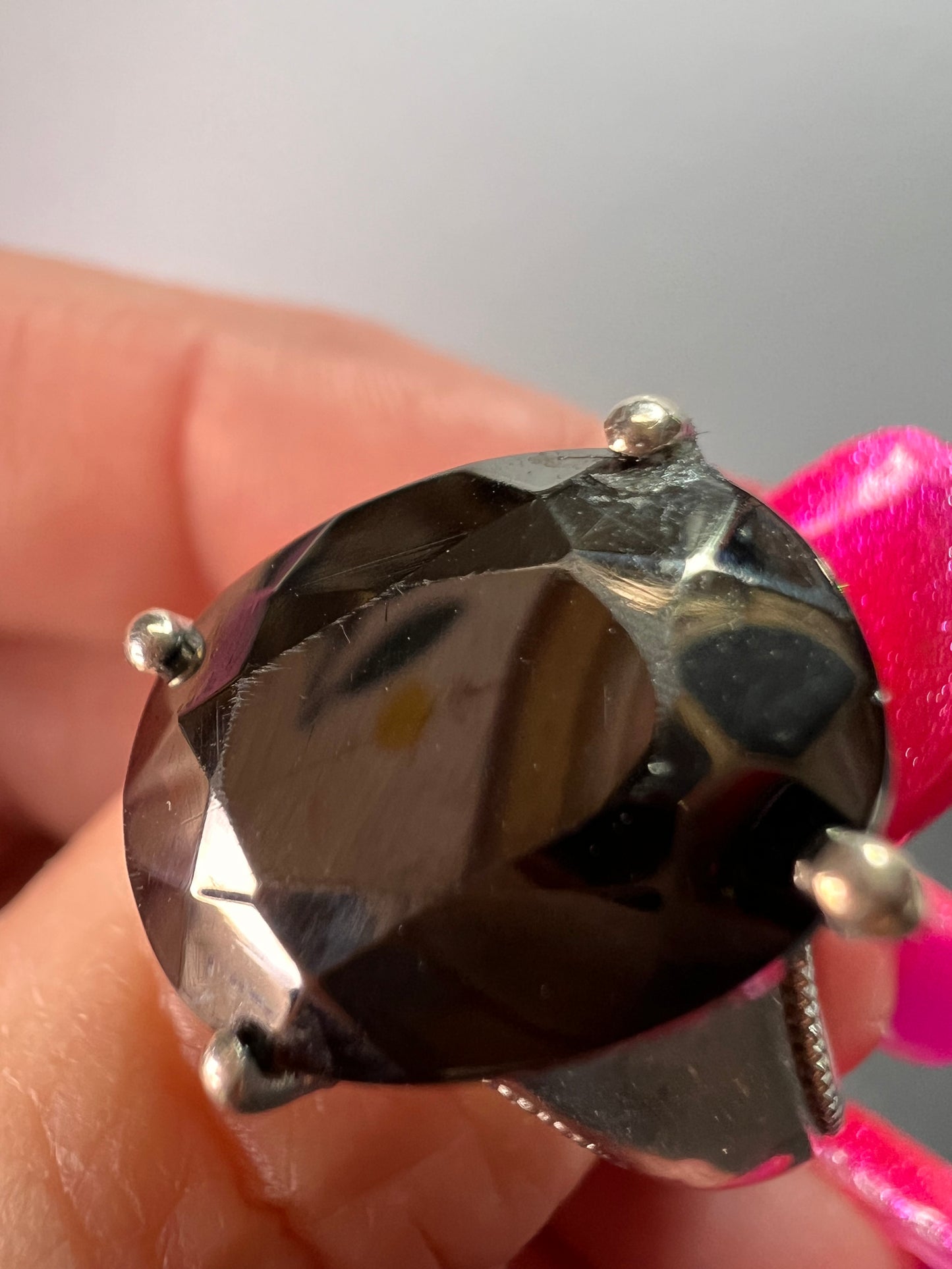 Faceted shungite sterling silver ring size 9