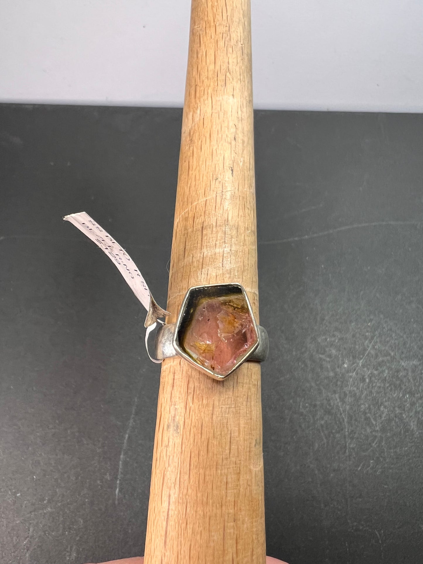 NEW watermelon tourmaline sterling silver ring size 8