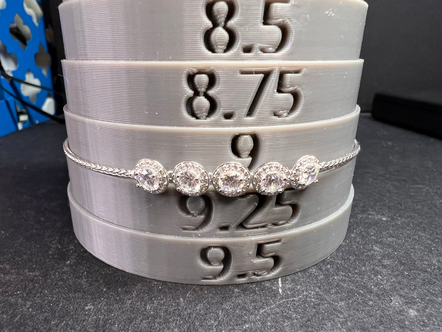 Sterling Silver CZ Halo Bolo Bracelet Adjustable Sparkle Slider Bracelet