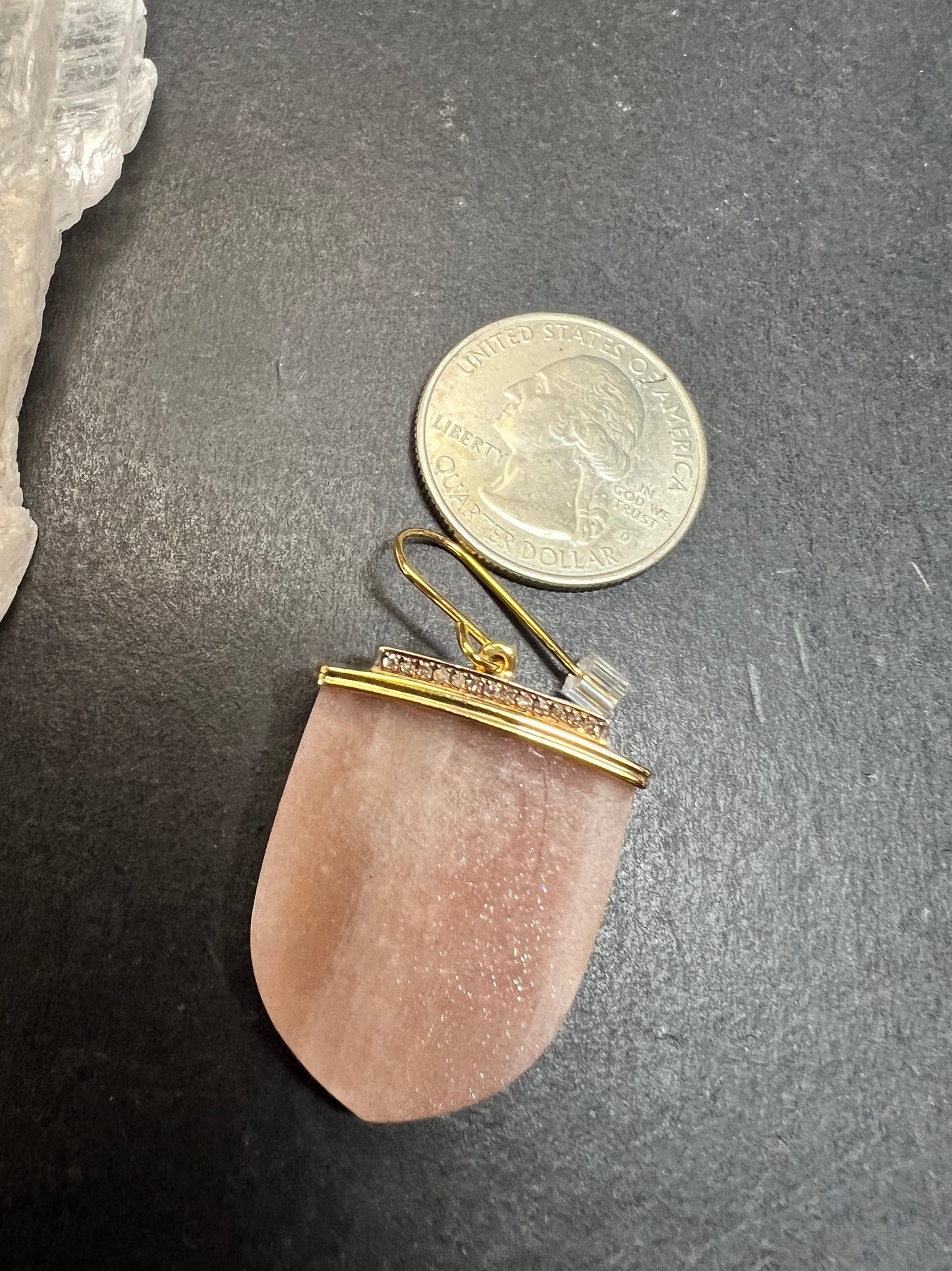 NEW Carol Brodie Rarities Peach Moonstone Diamond 925 Vermeil Earrings